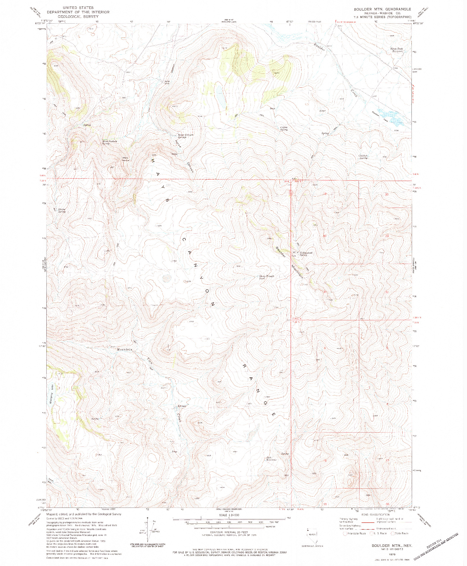 USGS 1:24000-SCALE QUADRANGLE FOR BOULDER MTN., NV 1979