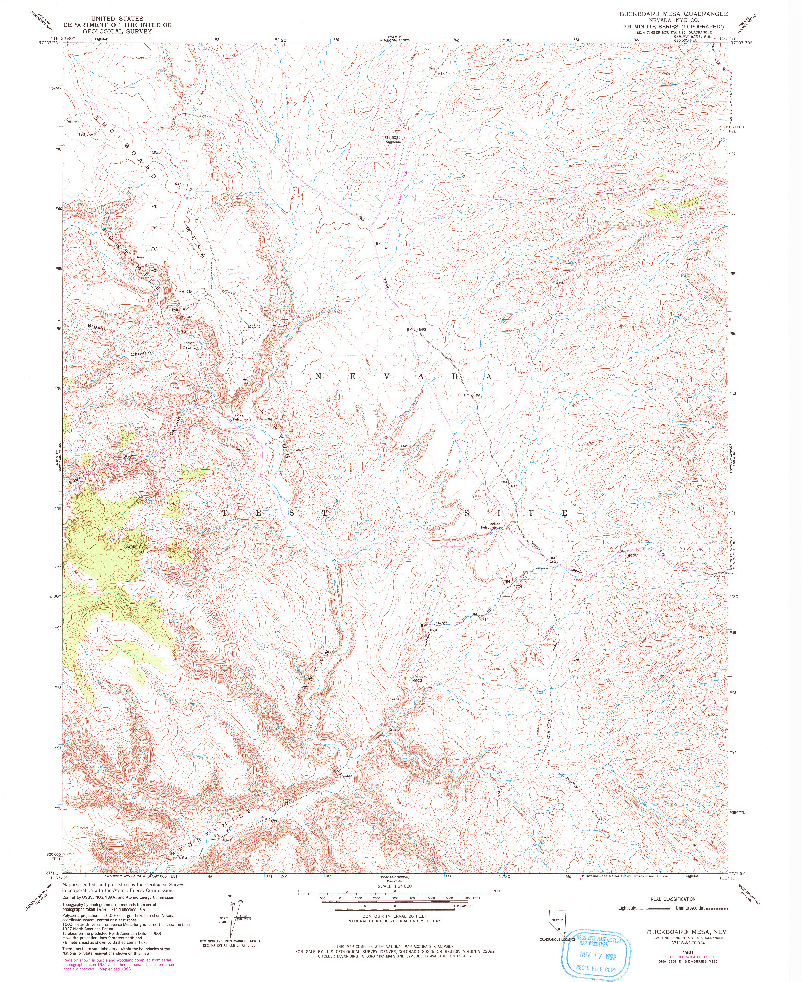 USGS 1:24000-SCALE QUADRANGLE FOR BUCKBOARD MESA, NV 1961