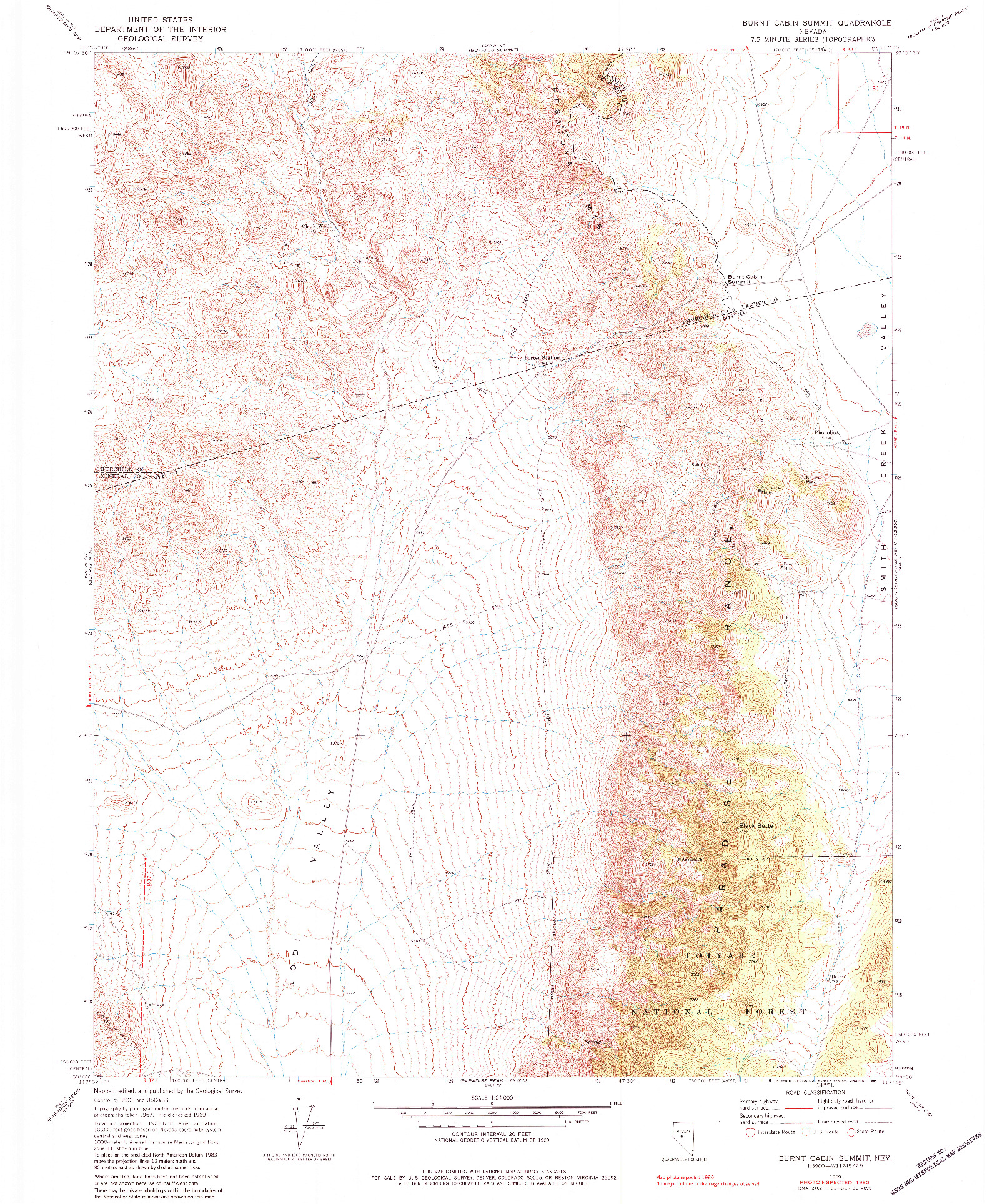 USGS 1:24000-SCALE QUADRANGLE FOR BURNT CABIN SUMMIT, NV 1969