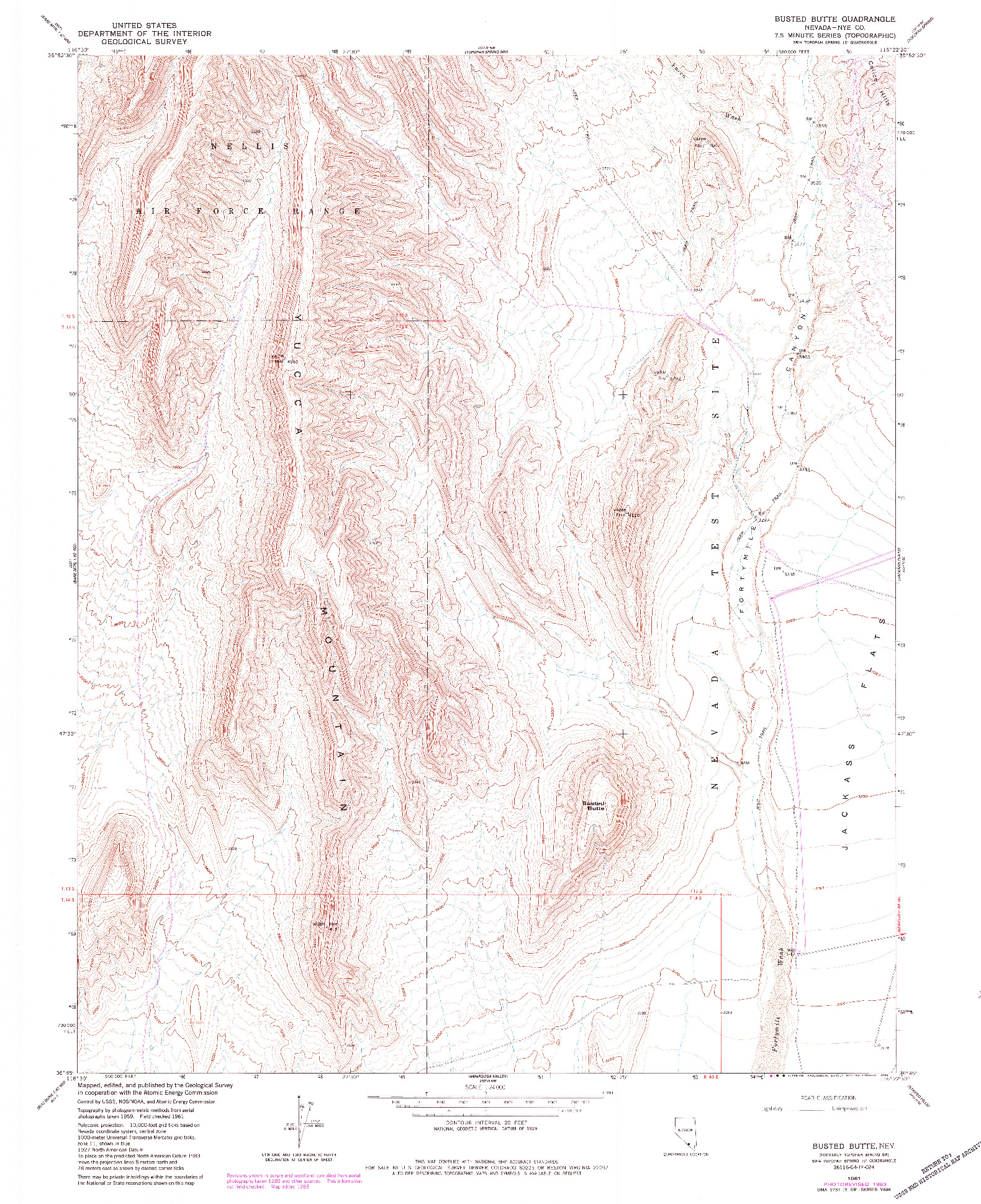 USGS 1:24000-SCALE QUADRANGLE FOR BUSTED BUTTE, NV 1961