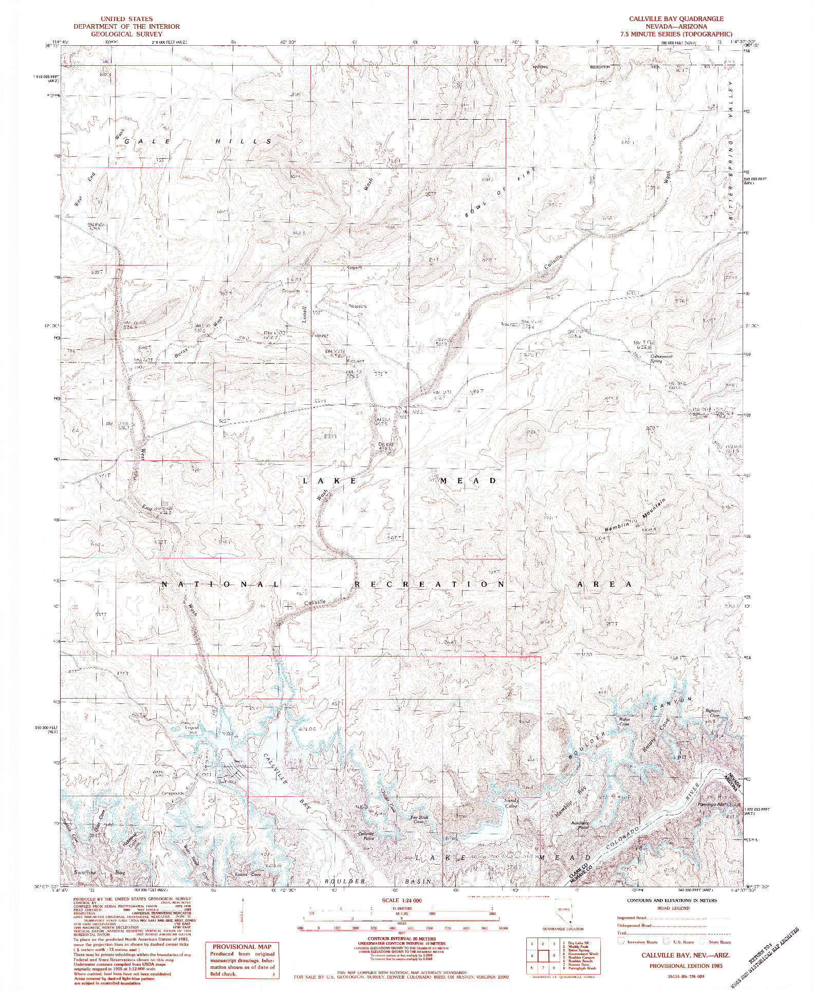 USGS 1:24000-SCALE QUADRANGLE FOR CALLVILLE BAY, NV 1983