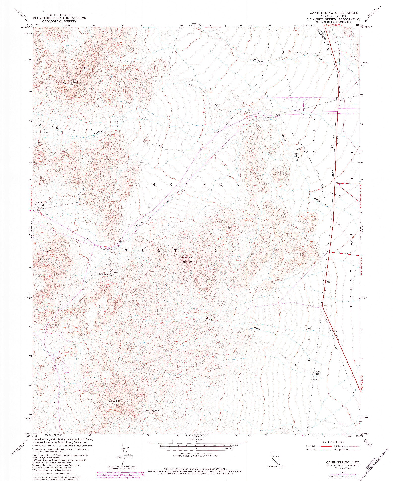 USGS 1:24000-SCALE QUADRANGLE FOR CANE SPRING, NV 1961