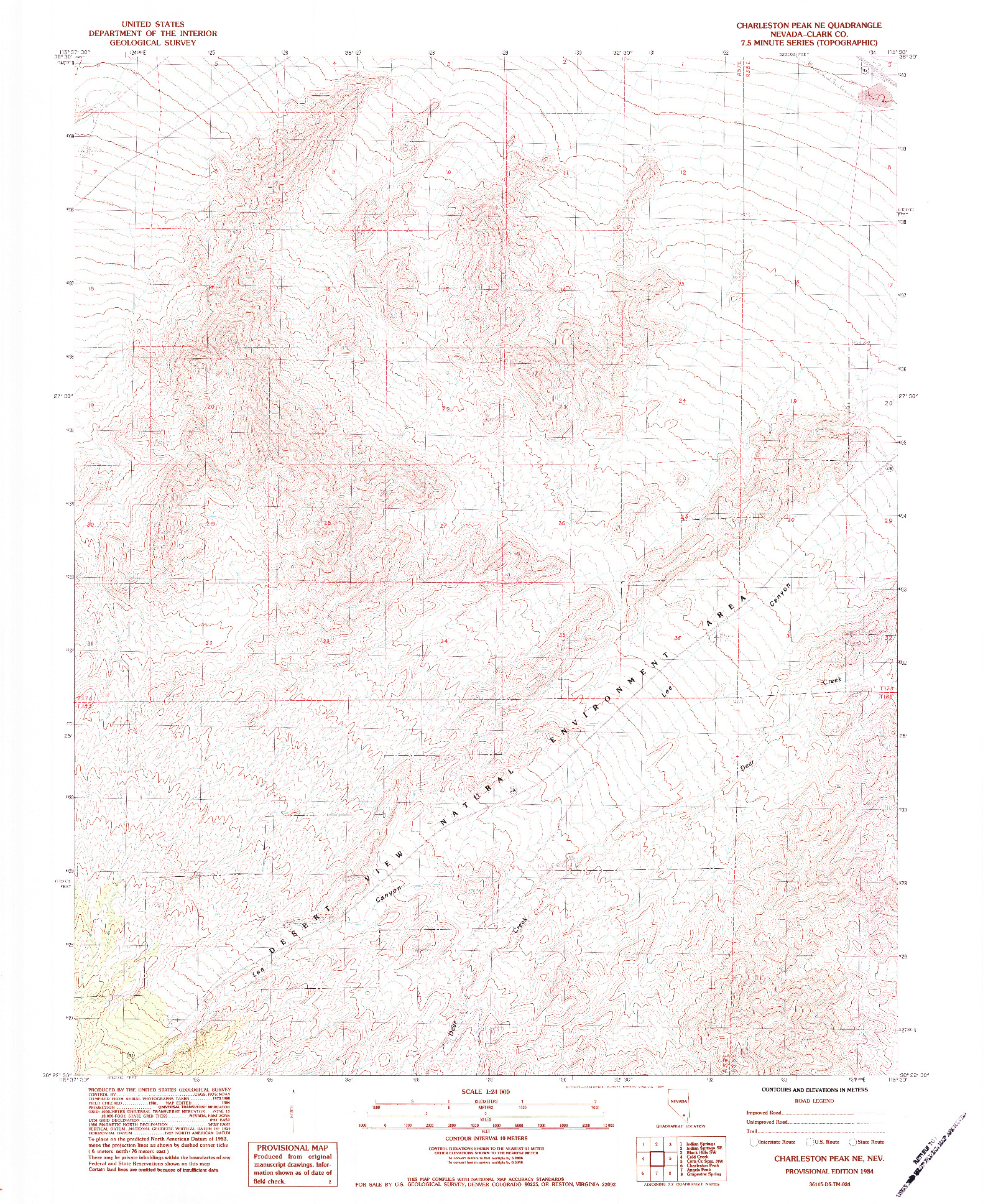 USGS 1:24000-SCALE QUADRANGLE FOR CHARLESTON PEAK NE, NV 1984