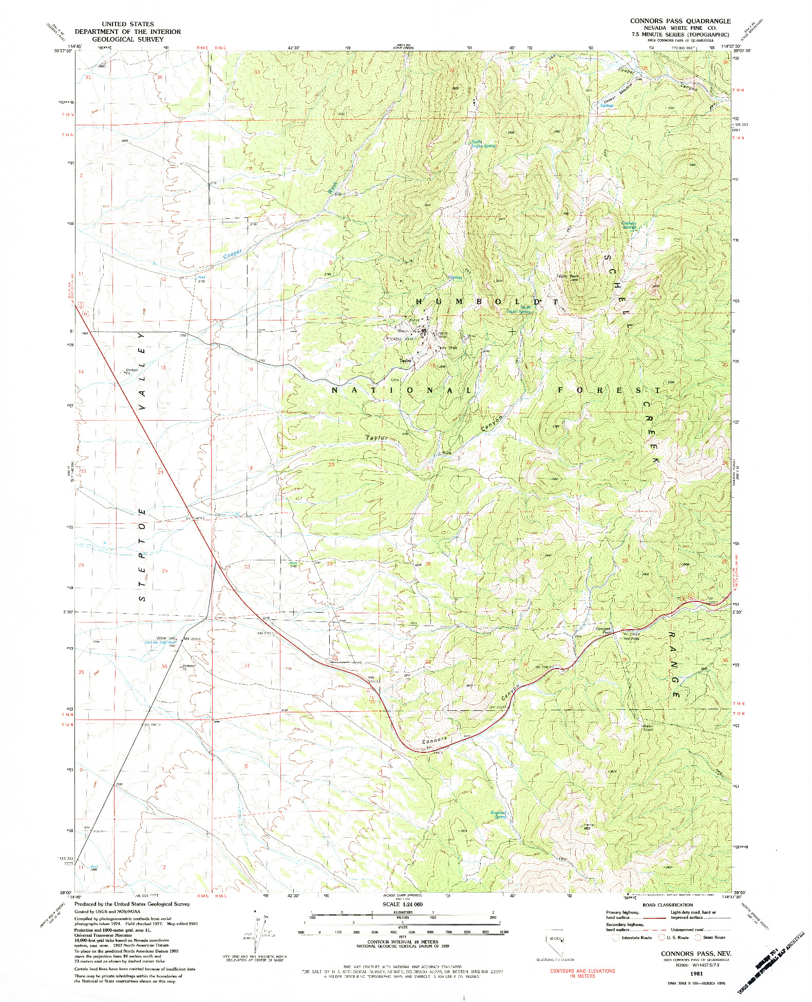 USGS 1:24000-SCALE QUADRANGLE FOR CONNORS PASS, NV 1981