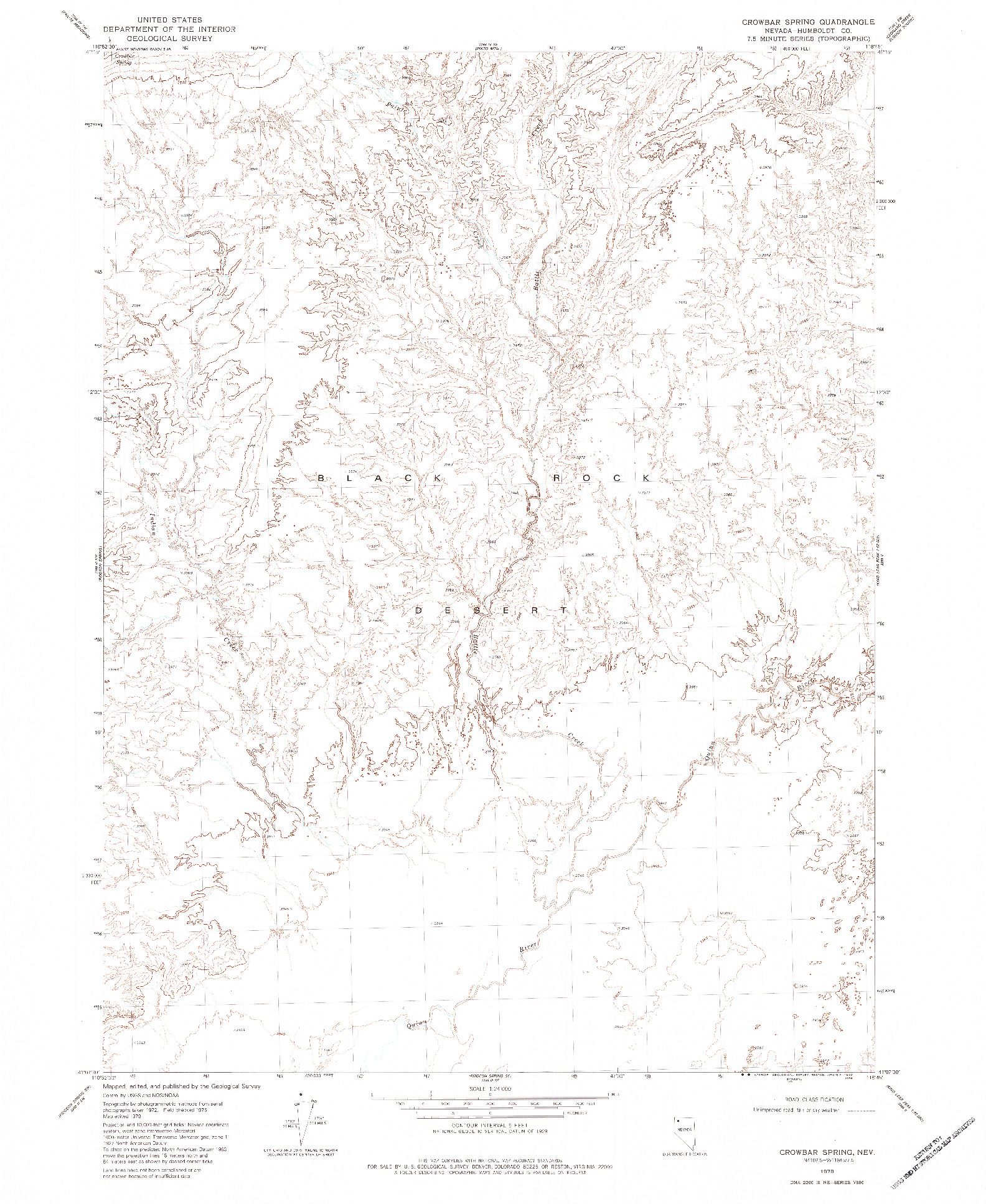USGS 1:24000-SCALE QUADRANGLE FOR CROWBAR SPRING, NV 1979