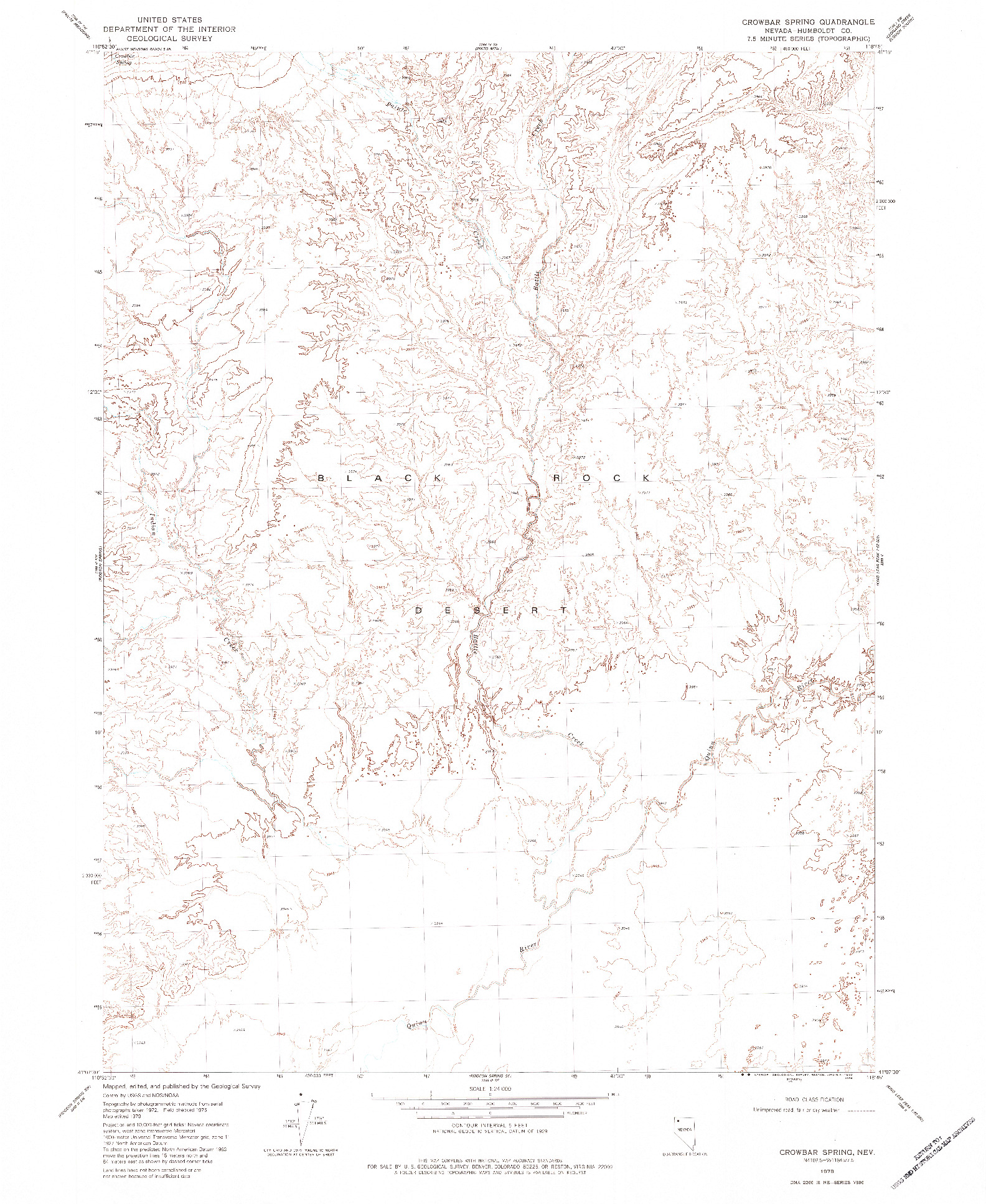 USGS 1:24000-SCALE QUADRANGLE FOR CROWBAR SPRING, NV 1979