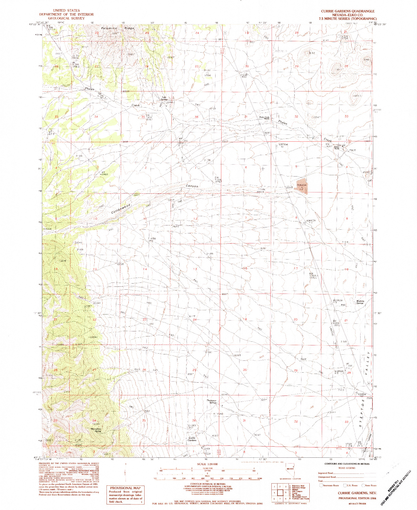 USGS 1:24000-SCALE QUADRANGLE FOR CURRIE GARDENS, NV 1984