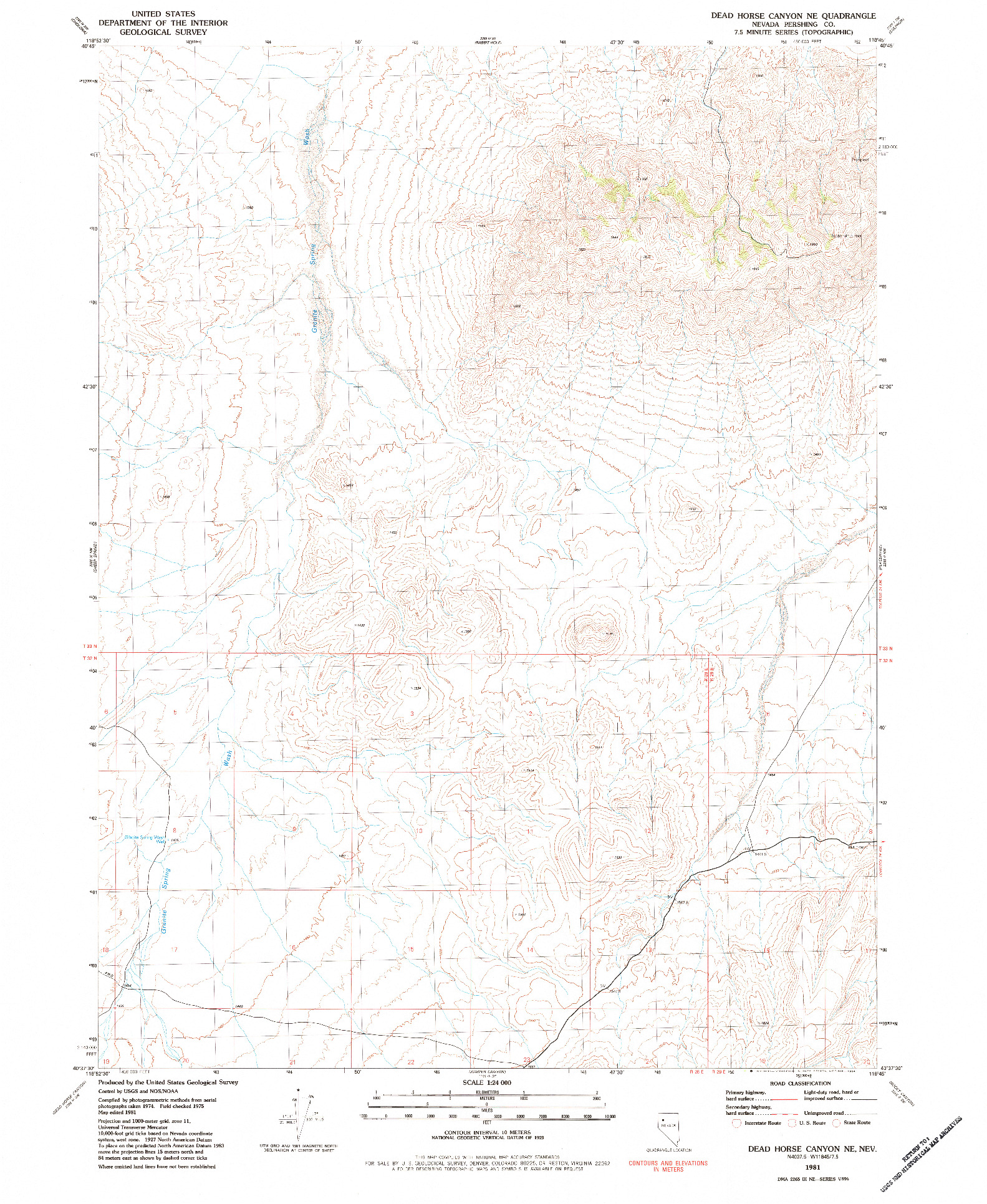 USGS 1:24000-SCALE QUADRANGLE FOR DEAD HORSE CANYON NE, NV 1981