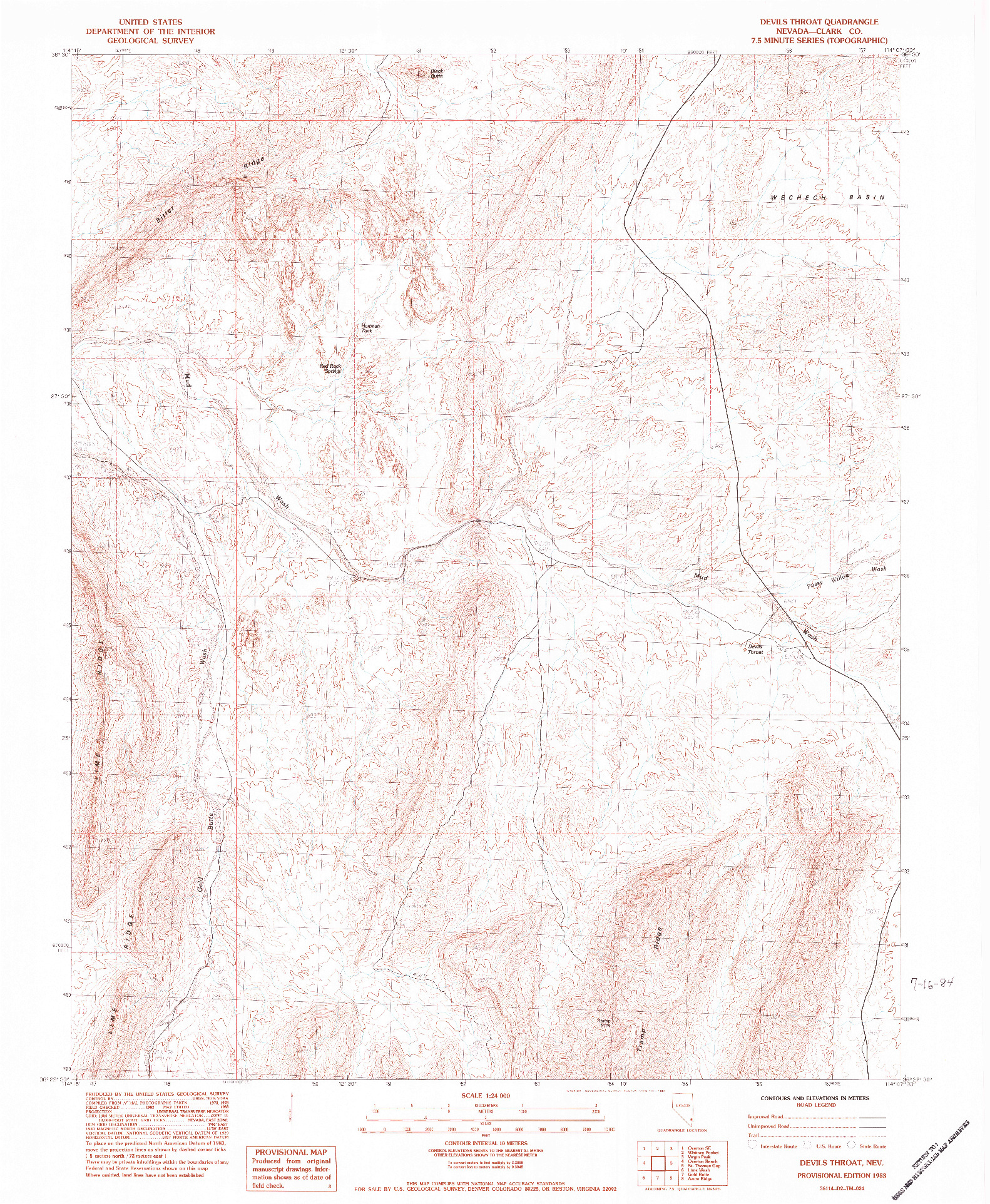 USGS 1:24000-SCALE QUADRANGLE FOR DEVILS THROAT, NV 1983