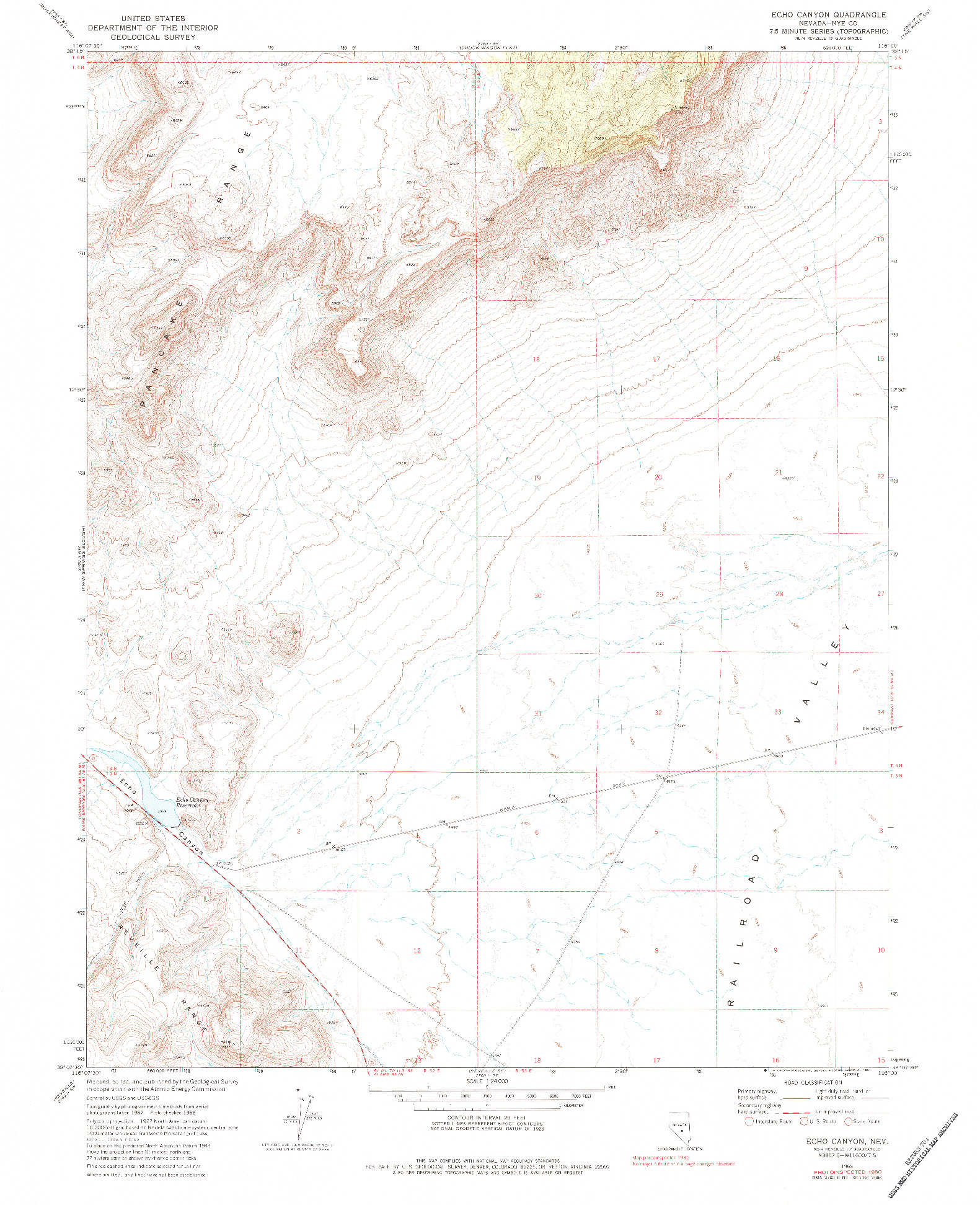 USGS 1:24000-SCALE QUADRANGLE FOR ECHO CANYON, NV 1968