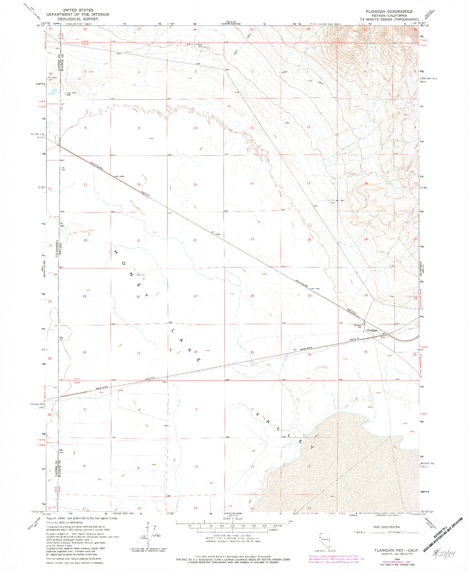 USGS 1:24000-SCALE QUADRANGLE FOR FLANIGAN, NV 1964