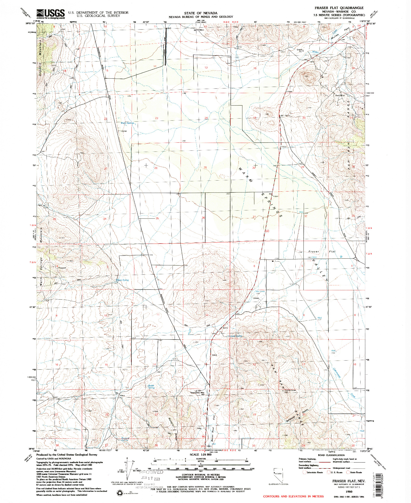 USGS 1:24000-SCALE QUADRANGLE FOR FRASER FLAT, NV 1980