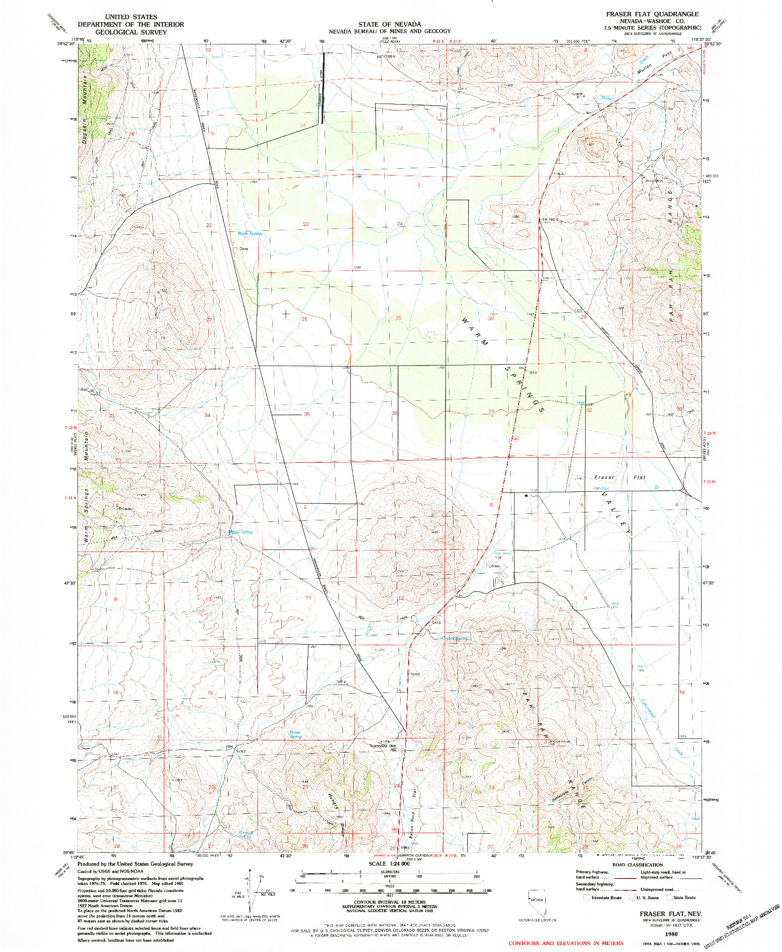 USGS 1:24000-SCALE QUADRANGLE FOR FRASER FLAT, NV 1980