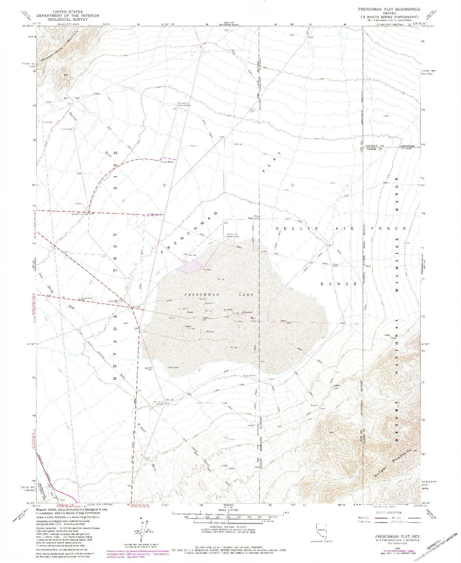 USGS 1:24000-SCALE QUADRANGLE FOR FRENCHMAN FLAT, NV 1960