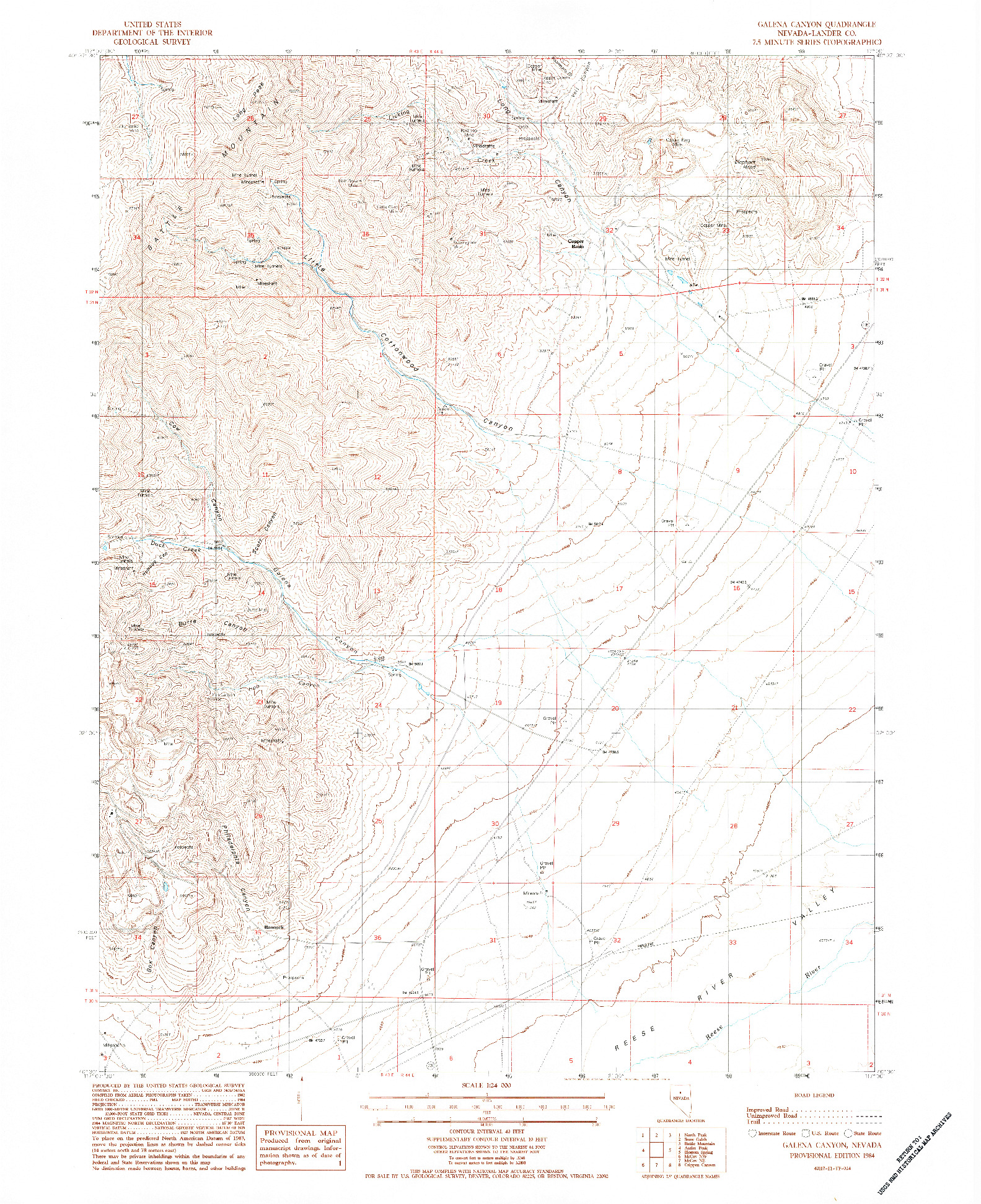 USGS 1:24000-SCALE QUADRANGLE FOR GALENA CANYON, NV 1984