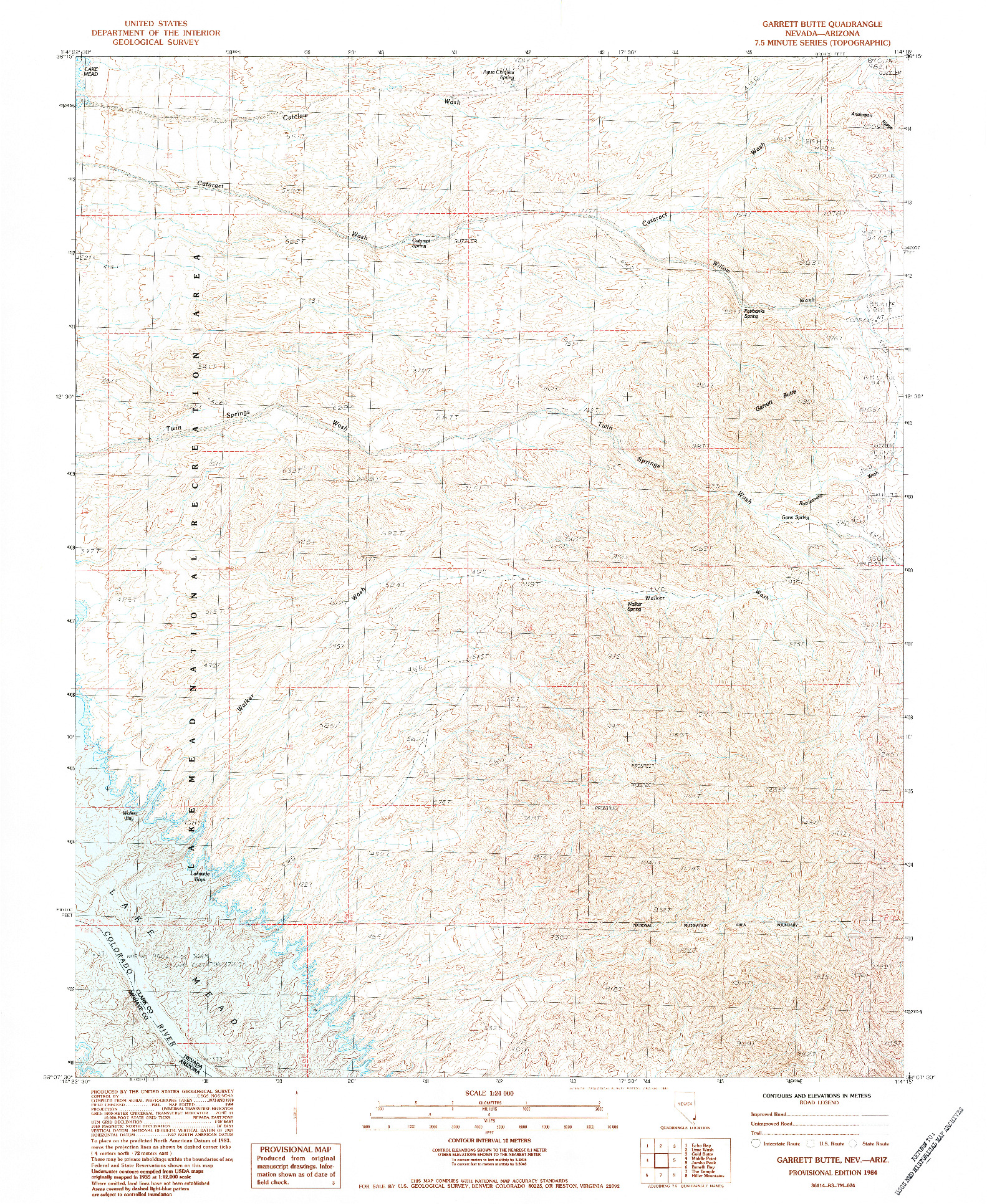 USGS 1:24000-SCALE QUADRANGLE FOR GARRETT BUTTE, NV 1984
