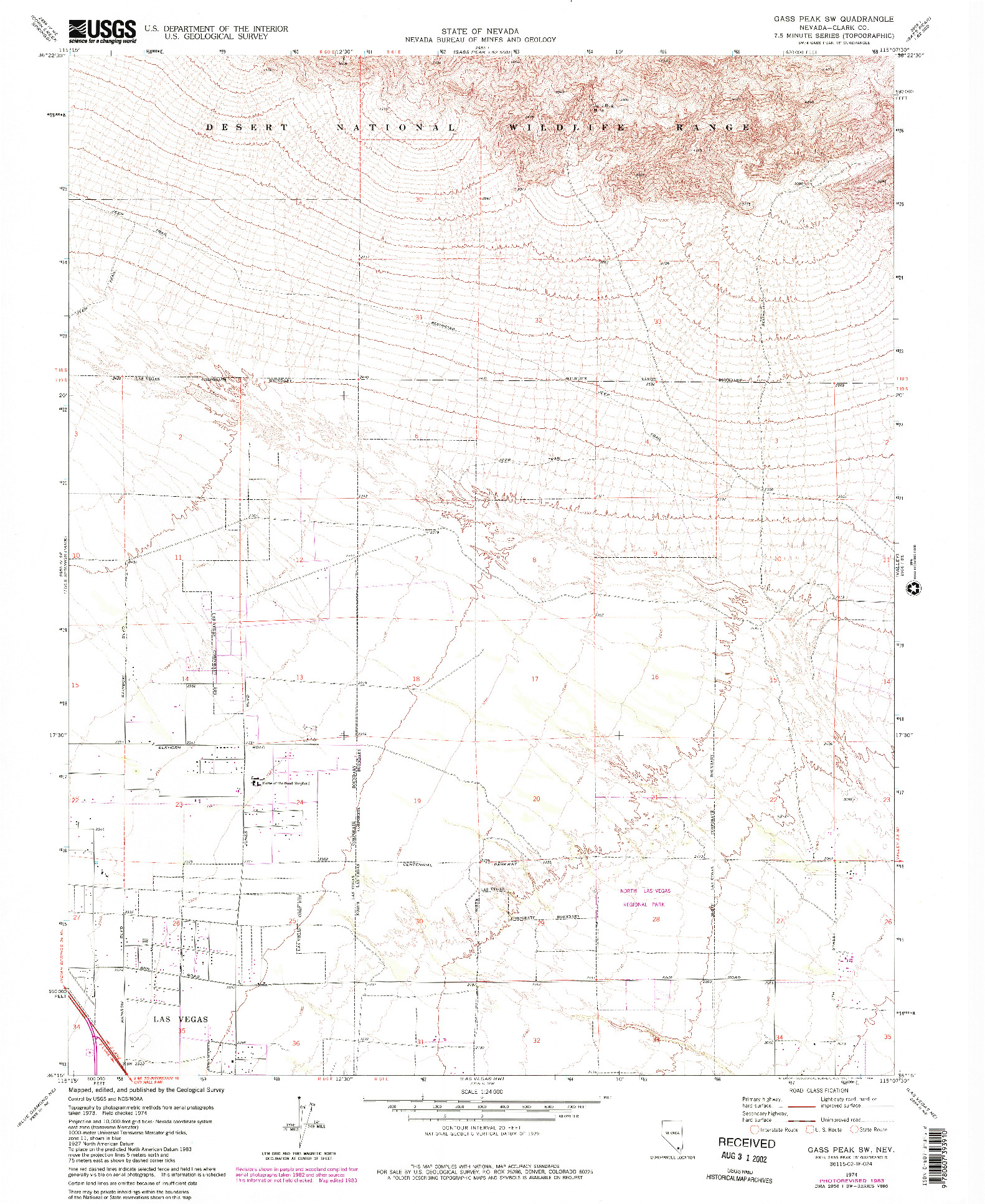 USGS 1:24000-SCALE QUADRANGLE FOR GASS PEAK SW, NV 1974