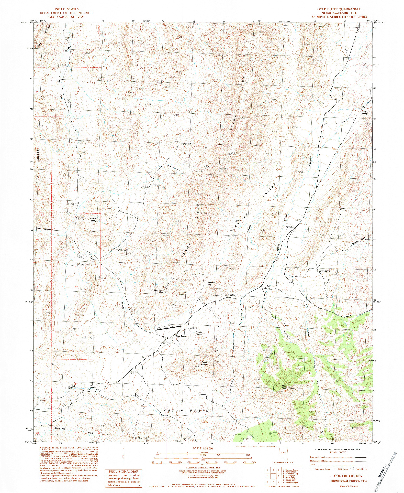 USGS 1:24000-SCALE QUADRANGLE FOR GOLD BUTTE, NV 1984