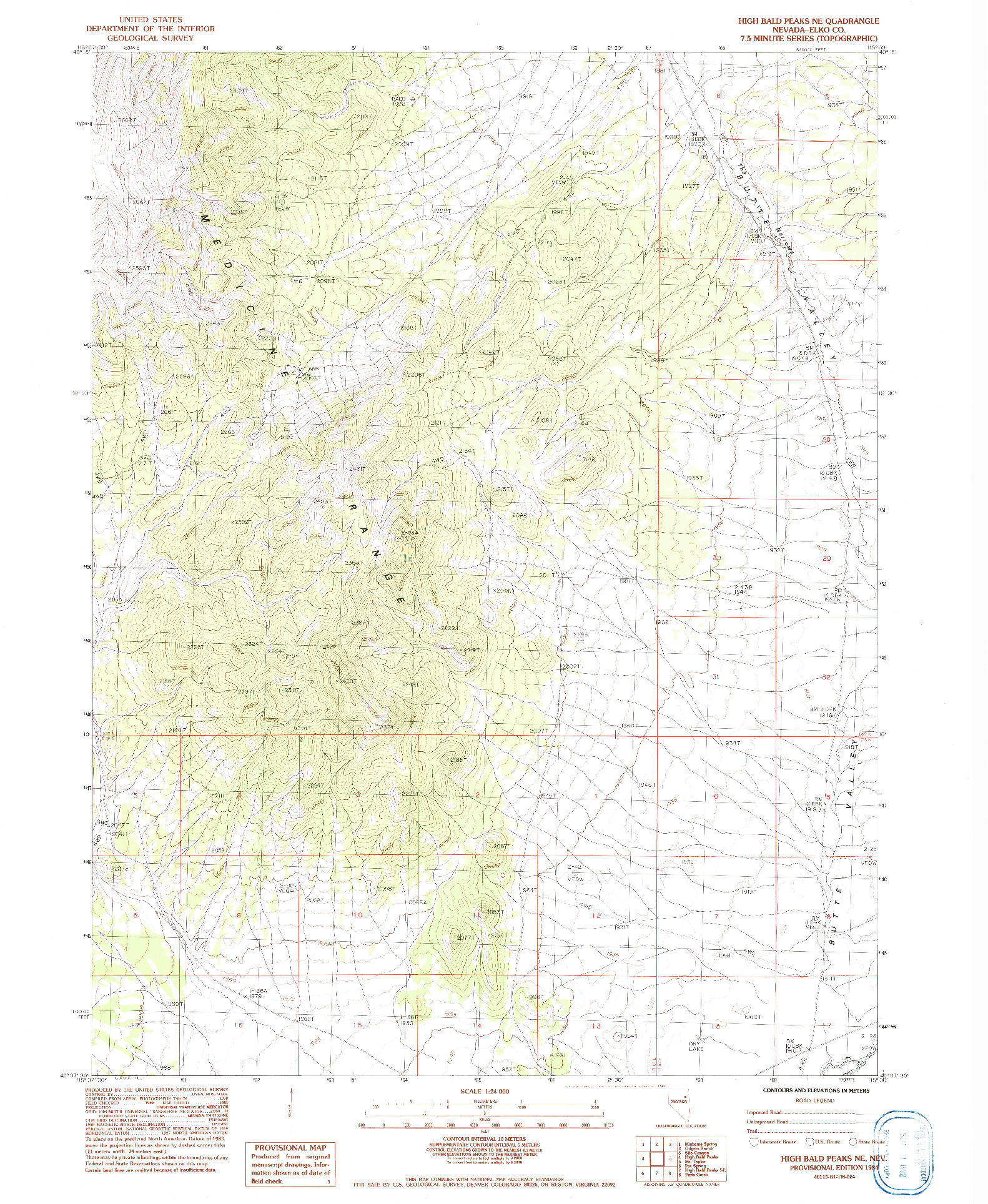 USGS 1:24000-SCALE QUADRANGLE FOR HIGH BALD PEAKS NE, NV 1984