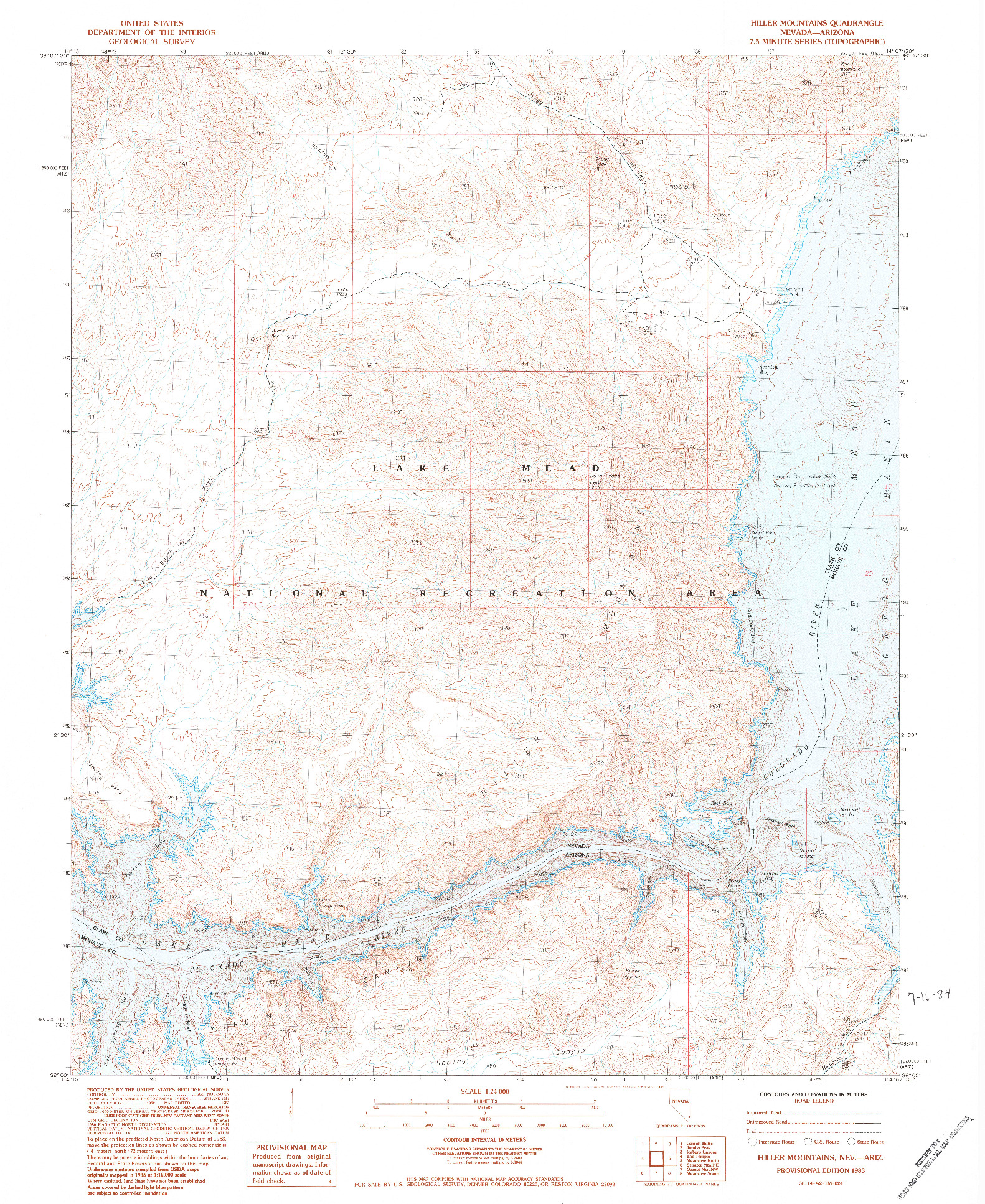 USGS 1:24000-SCALE QUADRANGLE FOR HILLER MOUNTAINS, NV 1983