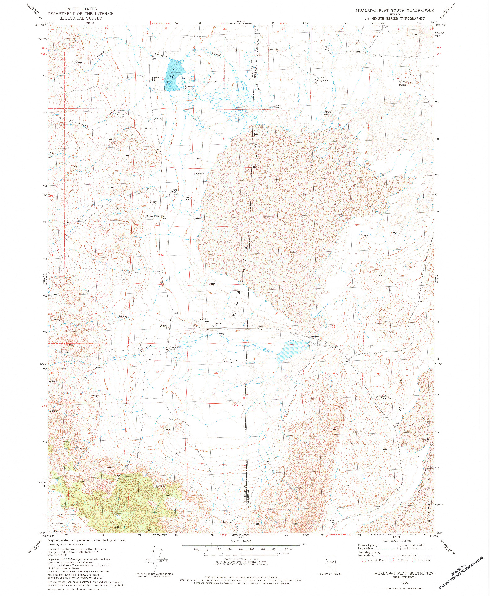 USGS 1:24000-SCALE QUADRANGLE FOR HUALAPAI FLAT SOUTH, NV 1980