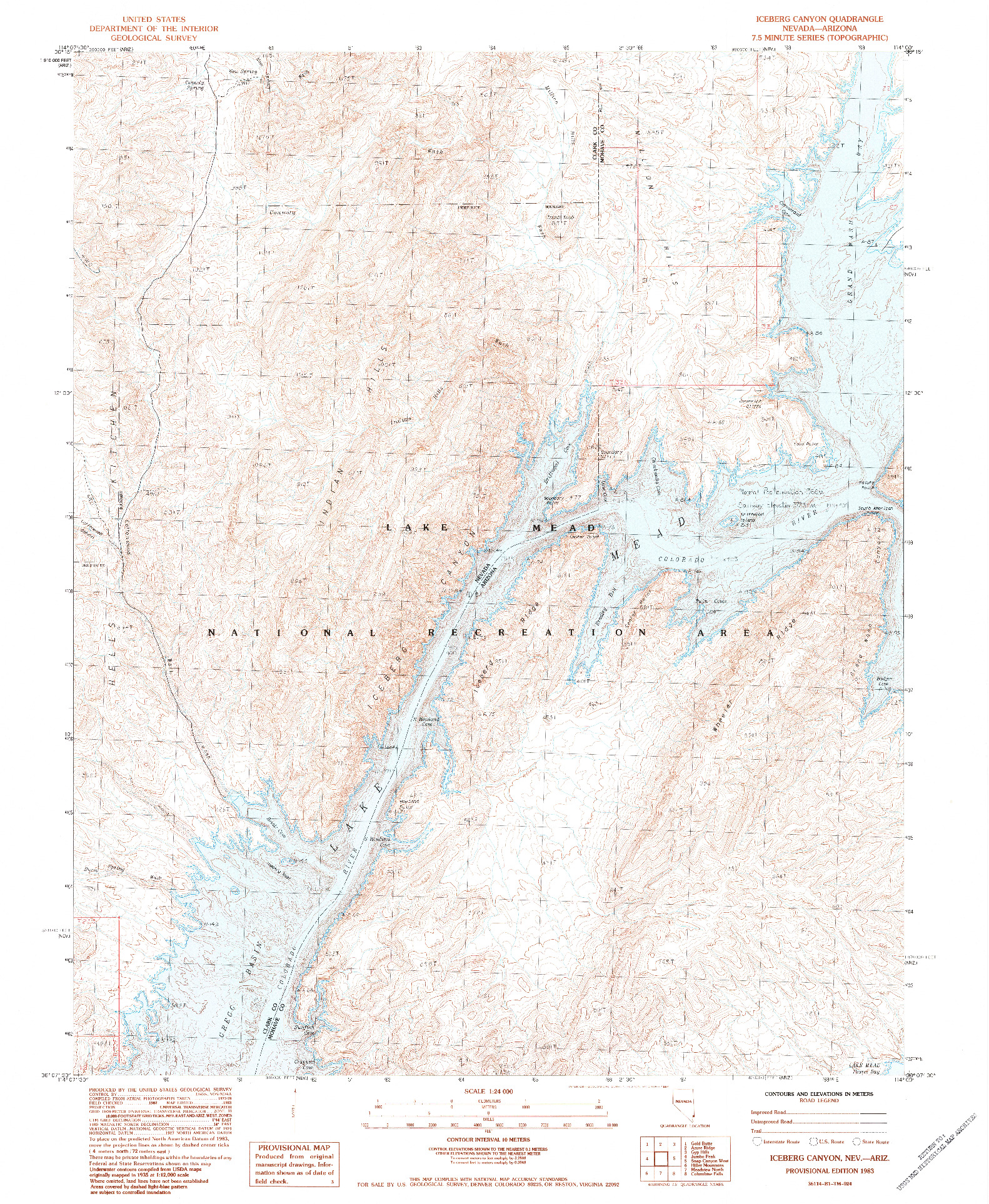 USGS 1:24000-SCALE QUADRANGLE FOR ICEBERG CANYON, NV 1983