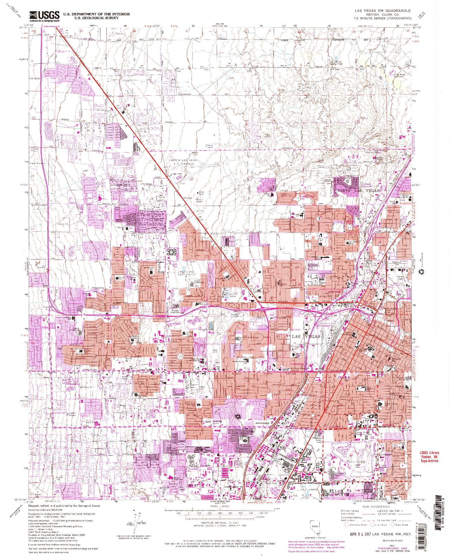 USGS 1:24000-SCALE QUADRANGLE FOR LAS VEGAS NW, NV 1967