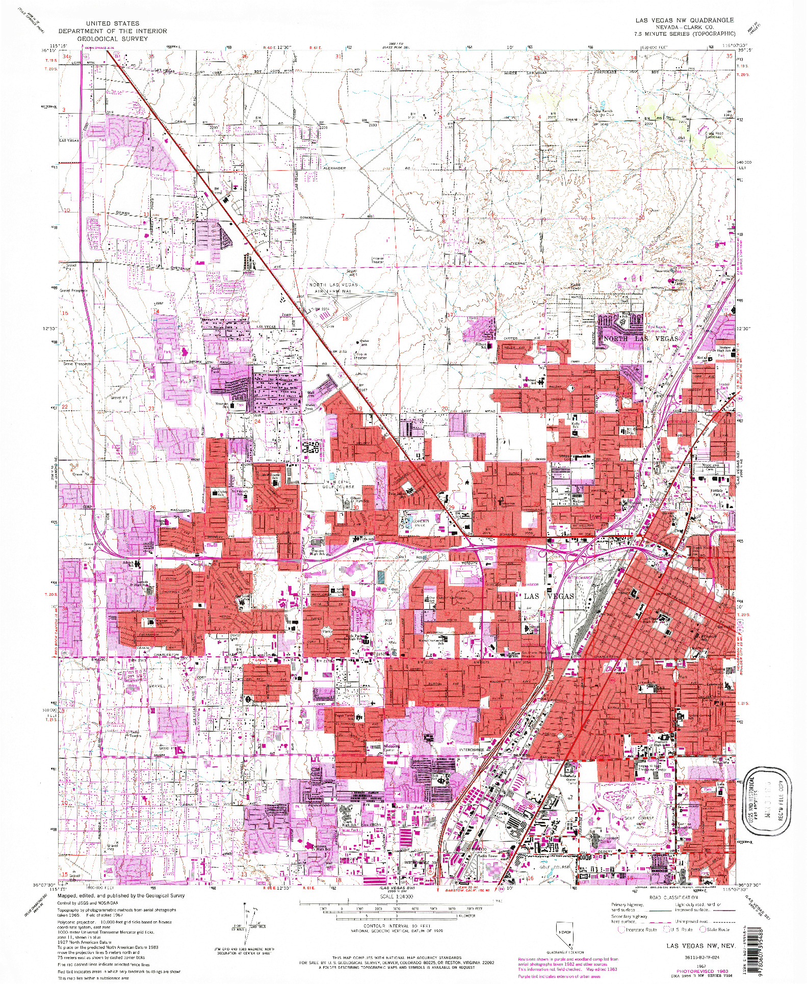 USGS 1:24000-SCALE QUADRANGLE FOR LAS VEGAS NW, NV 1967