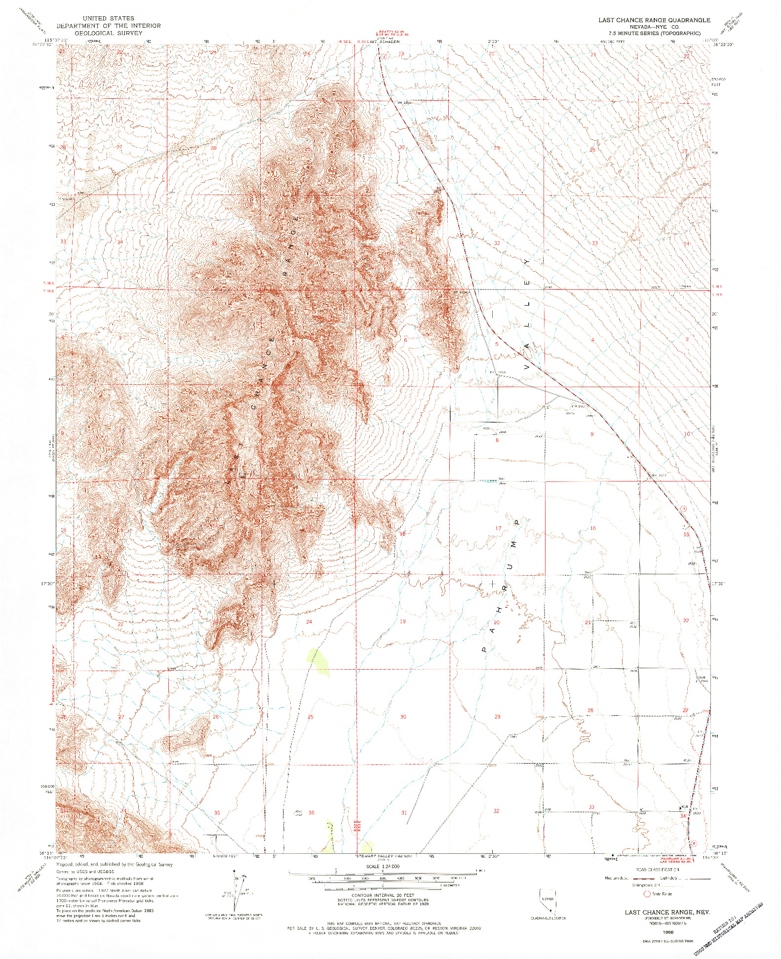 USGS 1:24000-SCALE QUADRANGLE FOR LAST CHANCE RANGE, NV 1968
