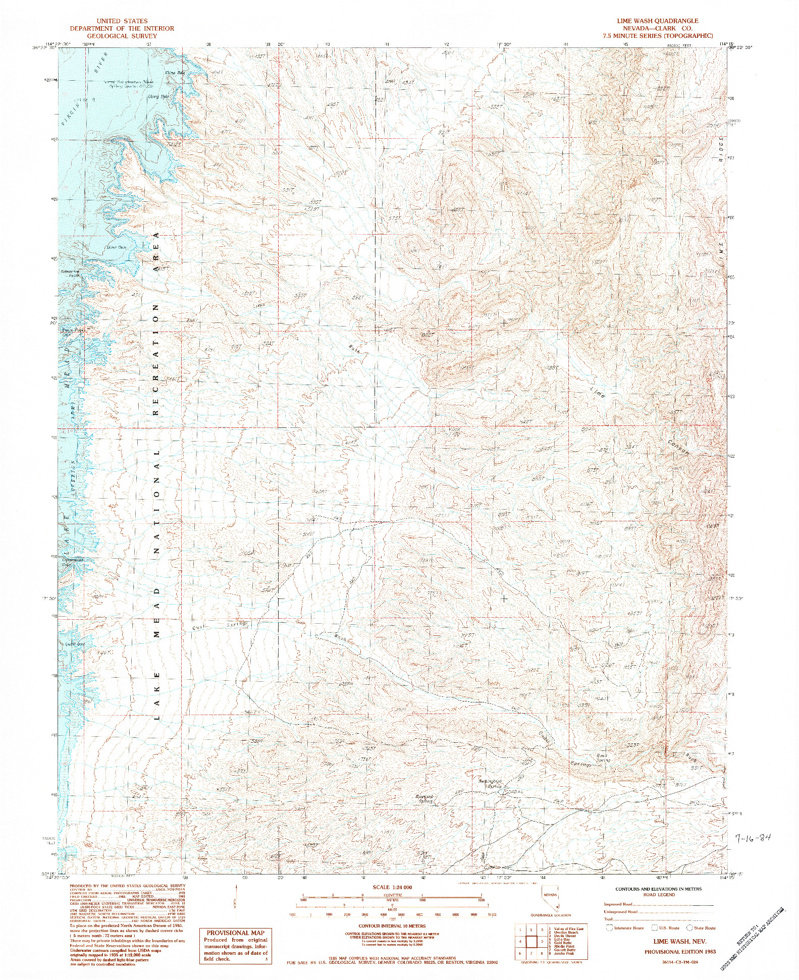 USGS 1:24000-SCALE QUADRANGLE FOR LIME WASH, NV 1983