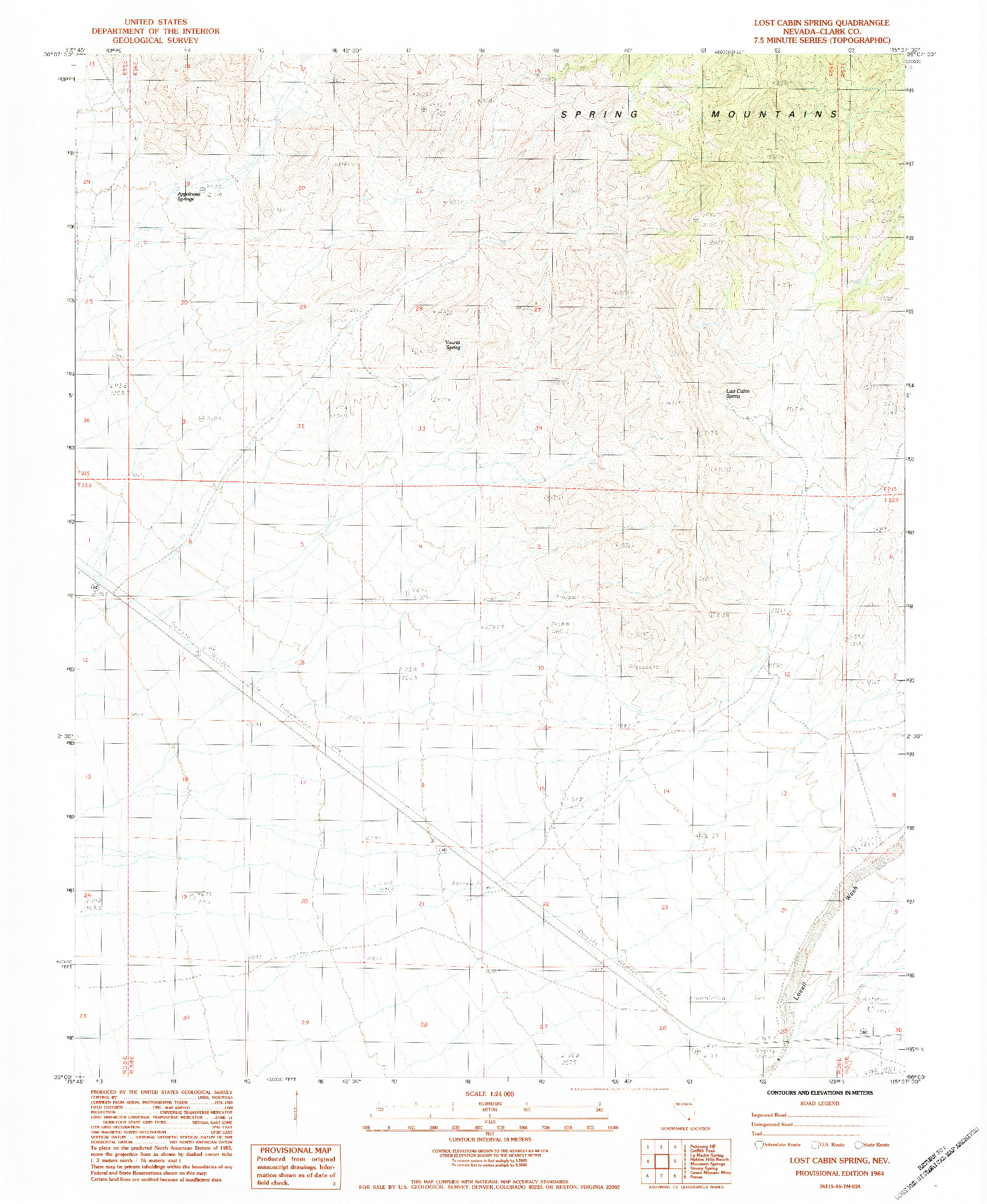 USGS 1:24000-SCALE QUADRANGLE FOR LOST CABIN SPRING, NV 1984