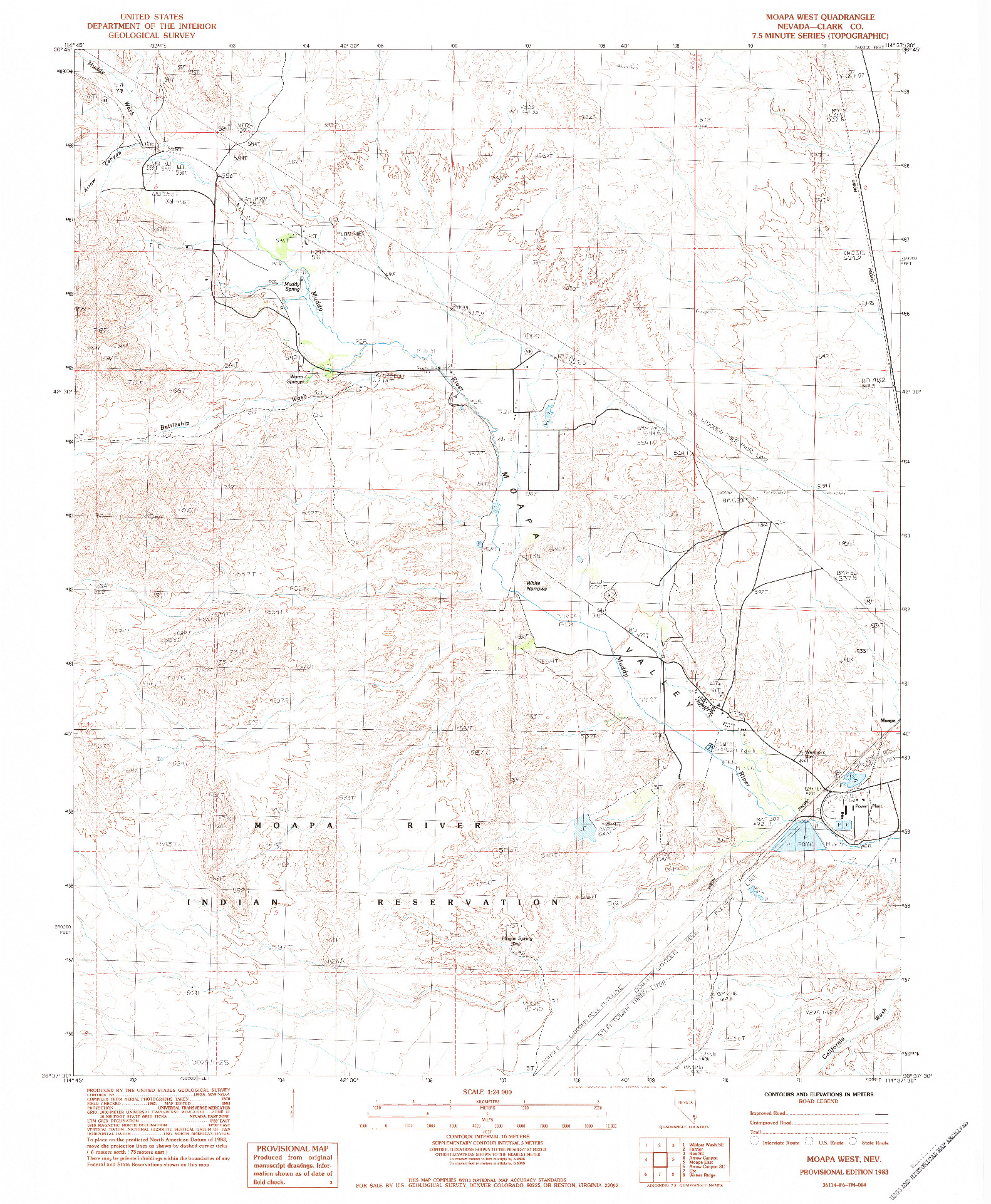 USGS 1:24000-SCALE QUADRANGLE FOR MOAPA WEST, NV 1983