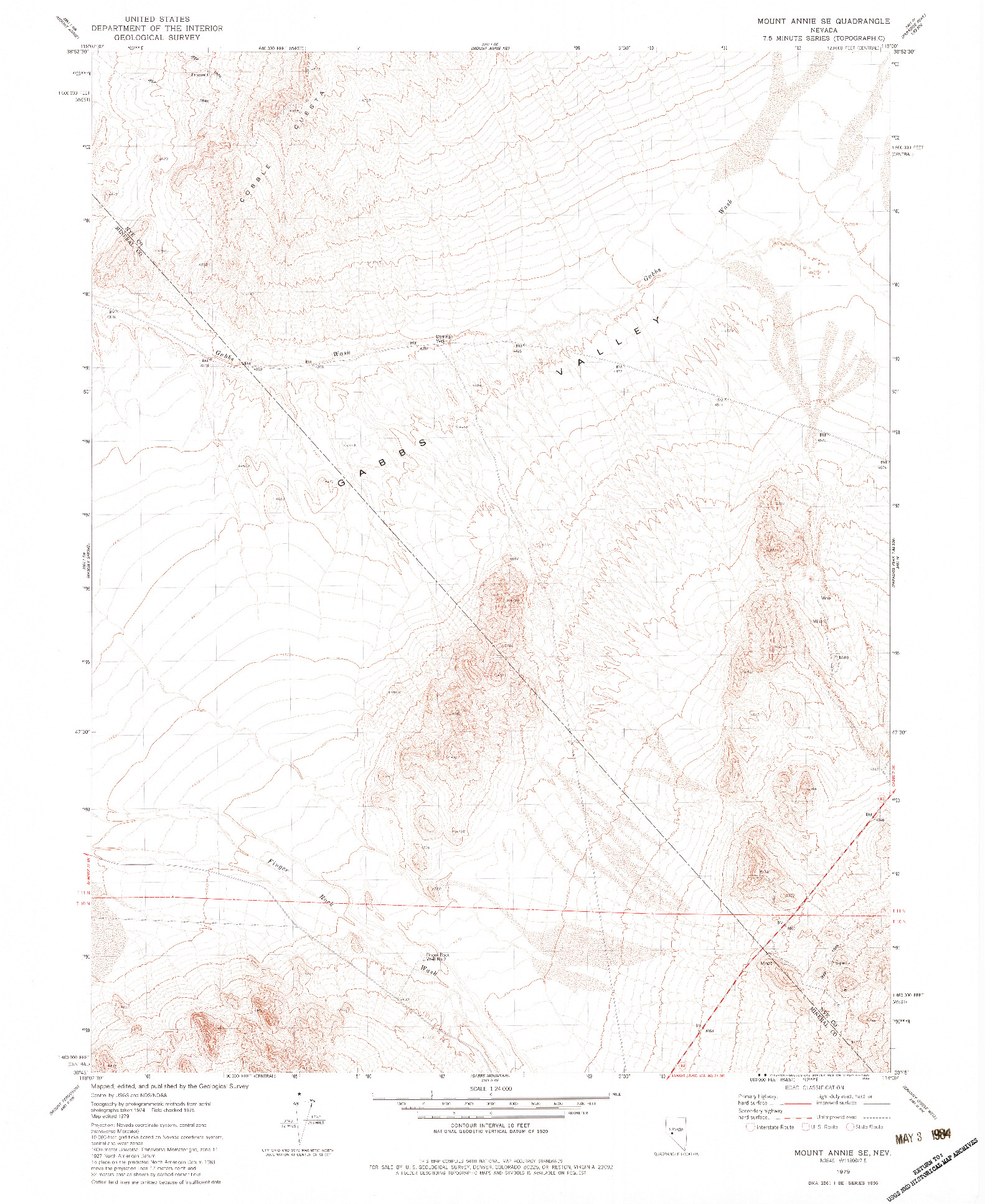 USGS 1:24000-SCALE QUADRANGLE FOR MOUNT ANNIE SE, NV 1979
