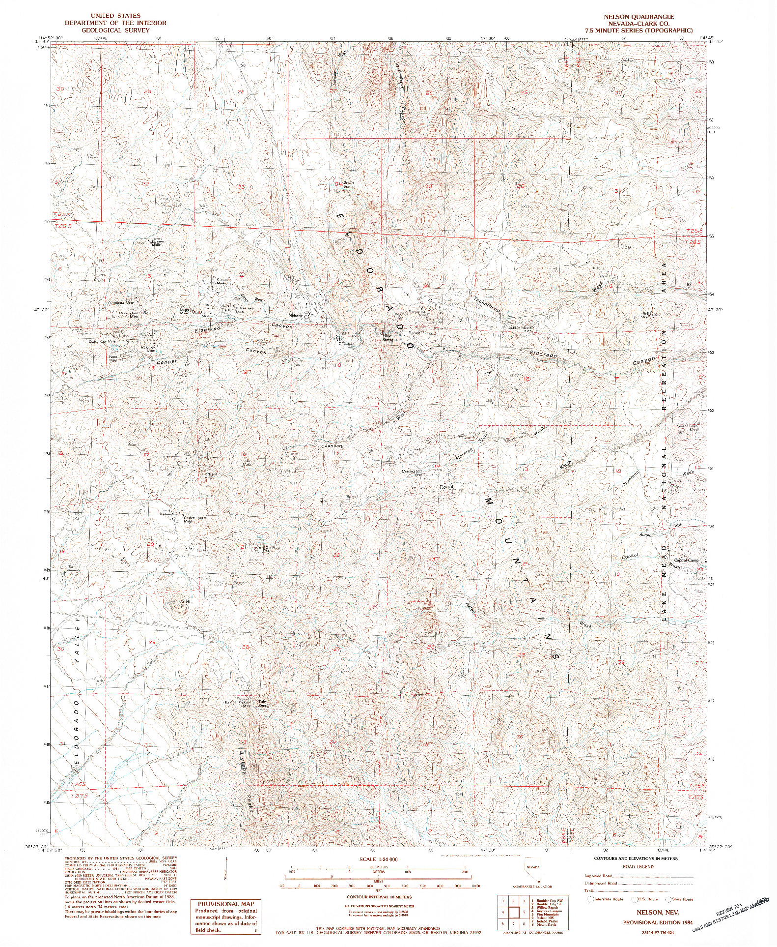 USGS 1:24000-SCALE QUADRANGLE FOR NELSON, NV 1984