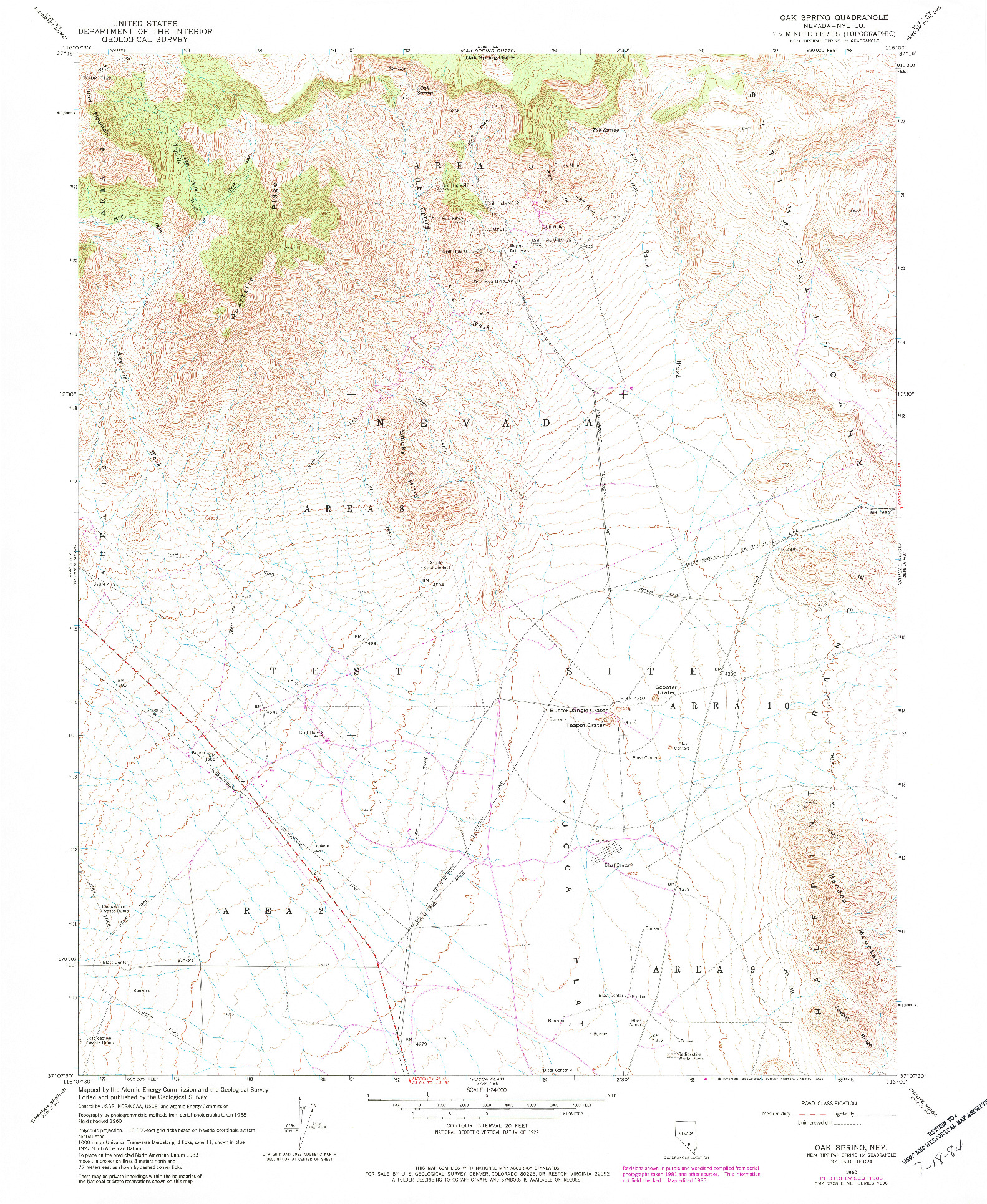 USGS 1:24000-SCALE QUADRANGLE FOR OAK SPRING, NV 1960