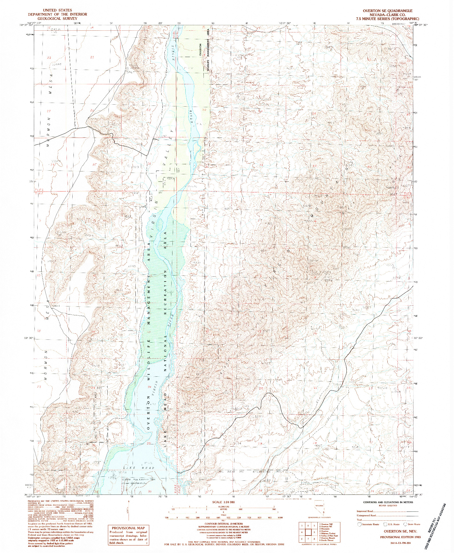 USGS 1:24000-SCALE QUADRANGLE FOR OVERTON SE, NV 1983