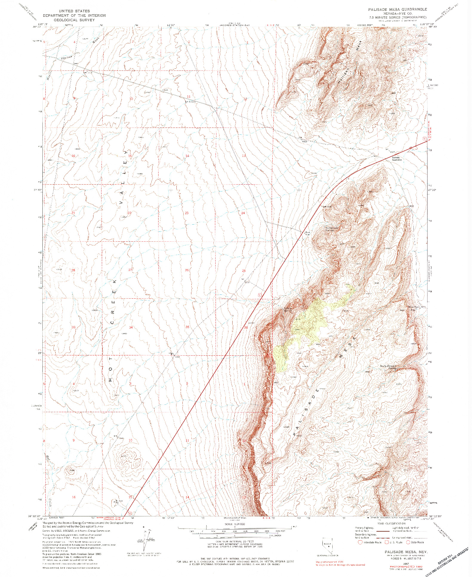 USGS 1:24000-SCALE QUADRANGLE FOR PALISADE MESA, NV 1967
