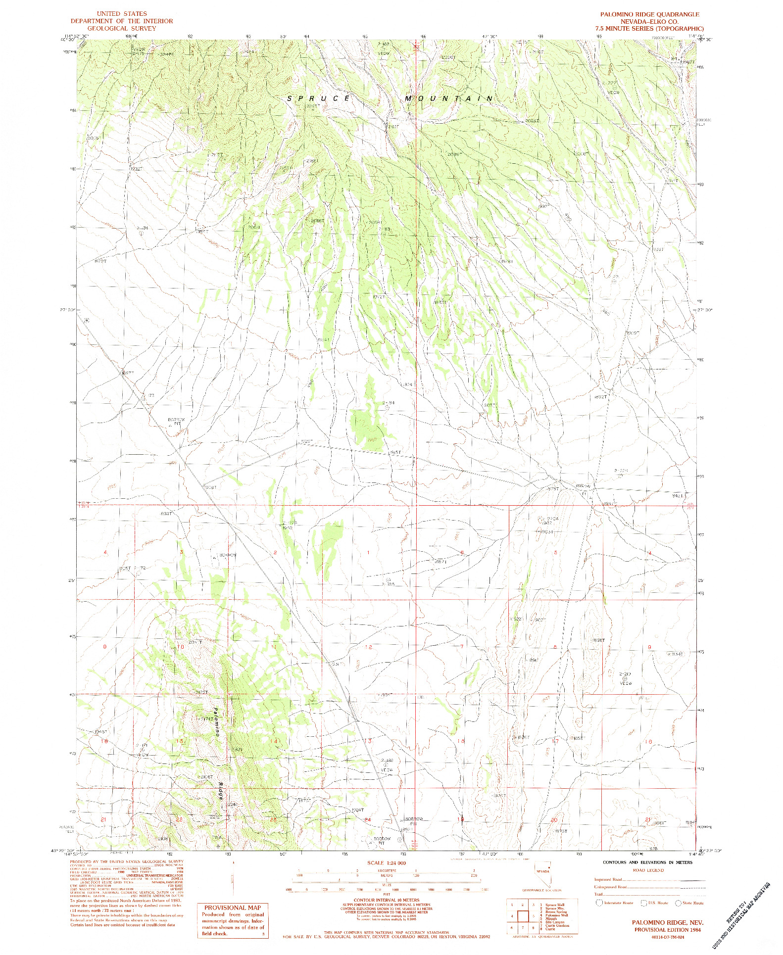 USGS 1:24000-SCALE QUADRANGLE FOR PALOMINO RIDGE, NV 1984