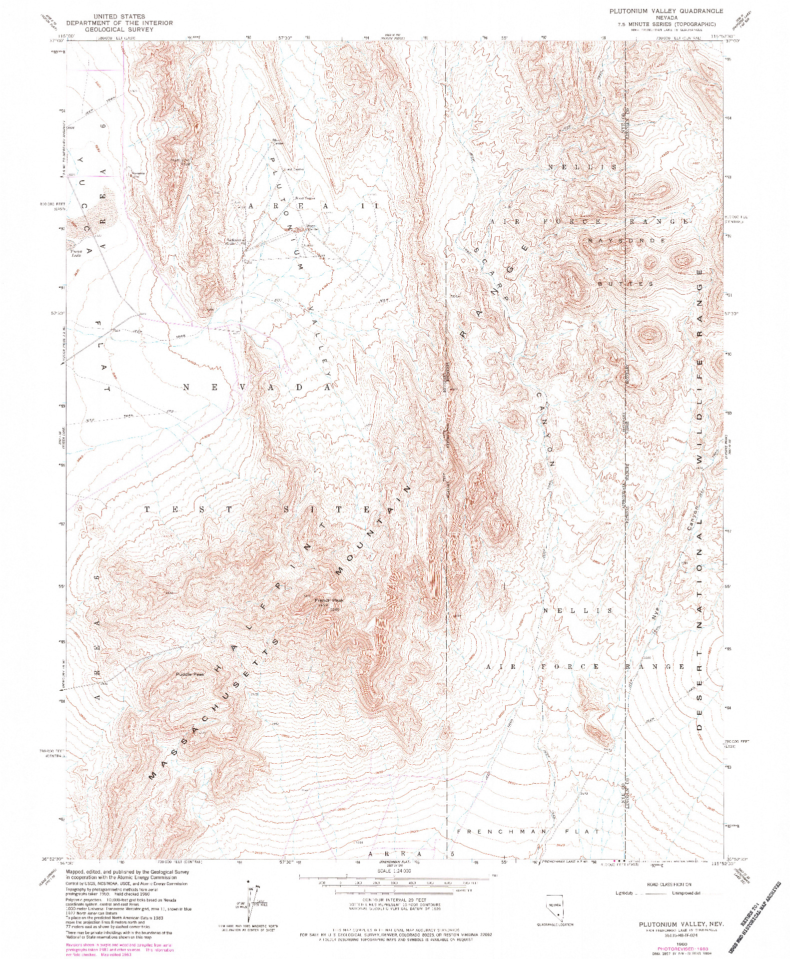 USGS 1:24000-SCALE QUADRANGLE FOR PLUTONIUM VALLEY, NV 1960