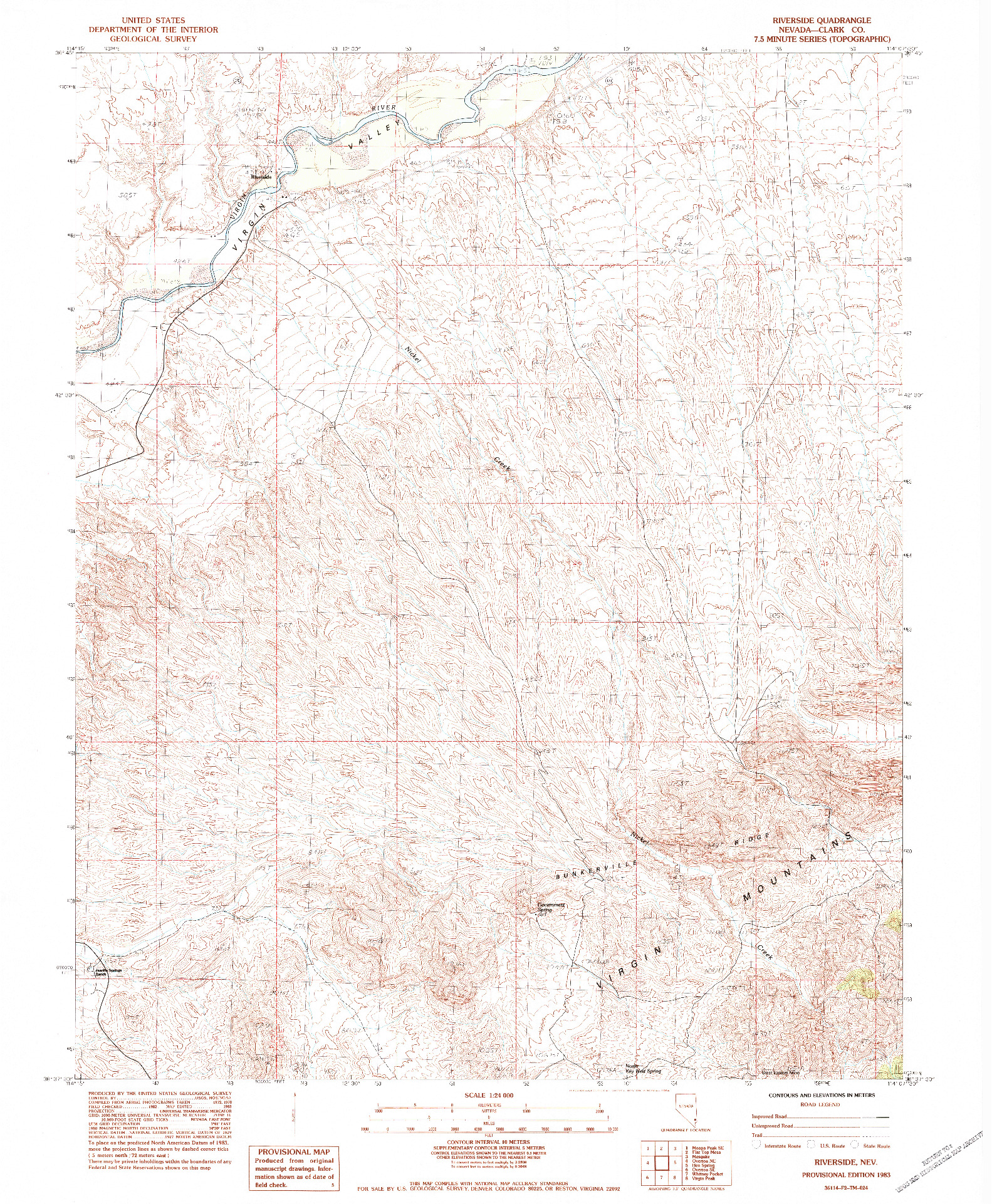 USGS 1:24000-SCALE QUADRANGLE FOR RIVERSIDE, NV 1983