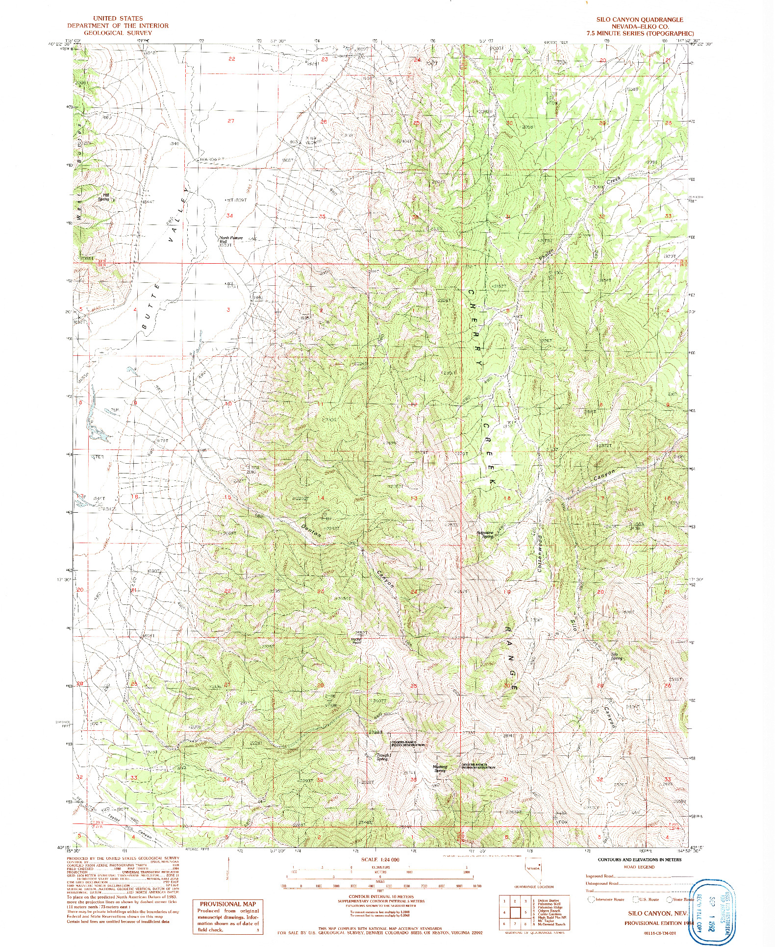 USGS 1:24000-SCALE QUADRANGLE FOR SILO CANYON, NV 1984