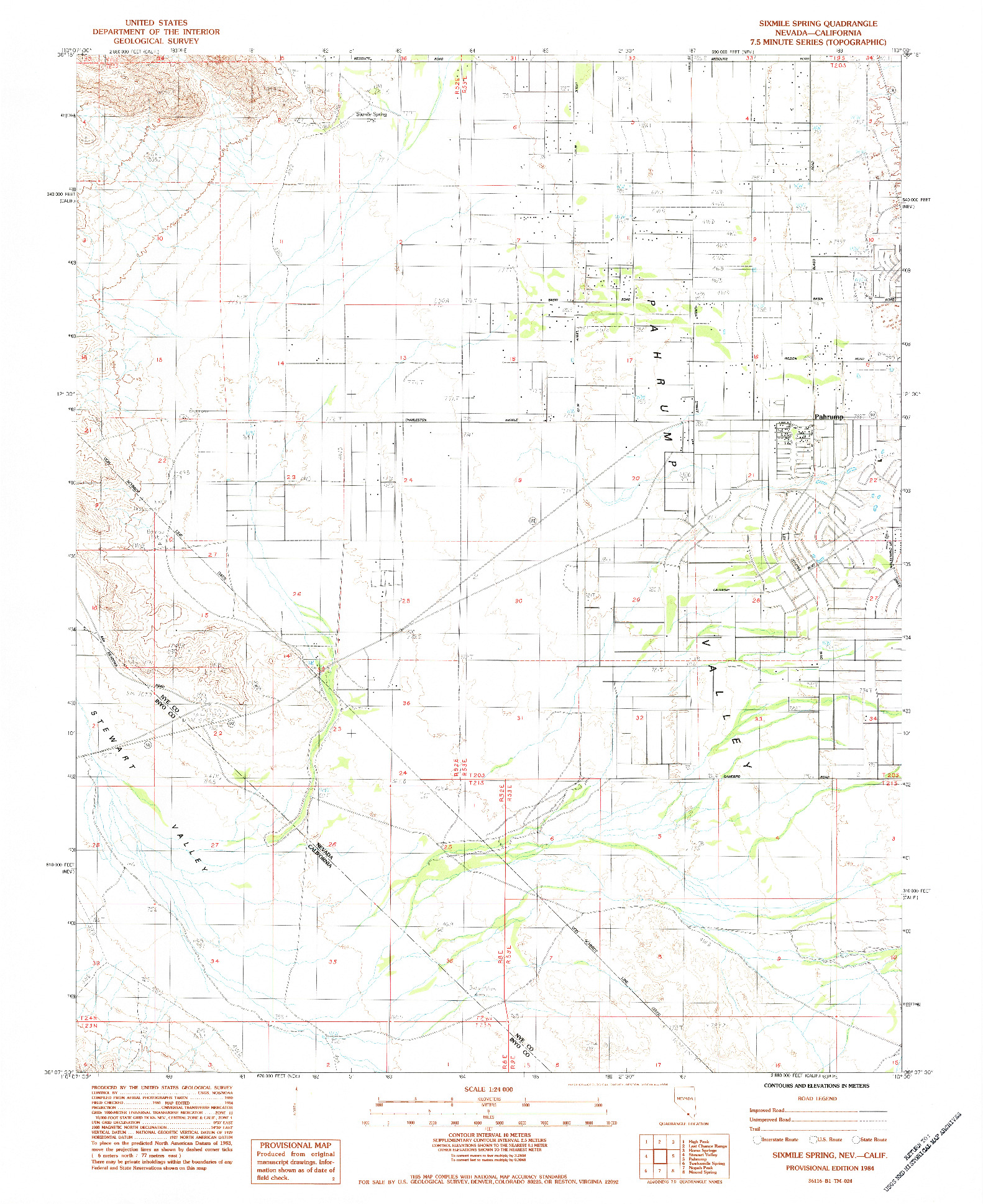 USGS 1:24000-SCALE QUADRANGLE FOR SIXMILE SPRING, NV 1984