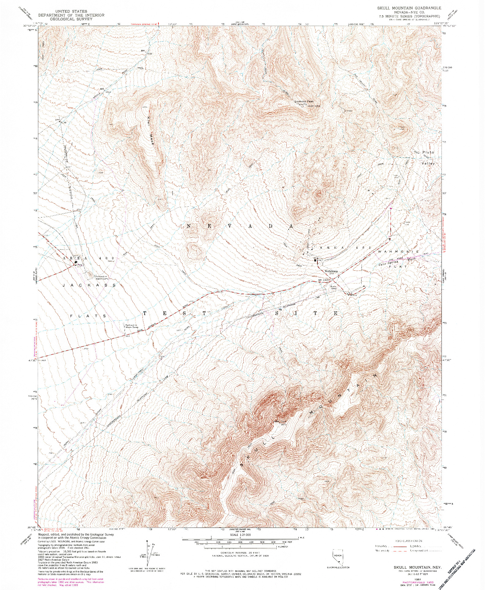 USGS 1:24000-SCALE QUADRANGLE FOR SKULL MOUNTAIN, NV 1961