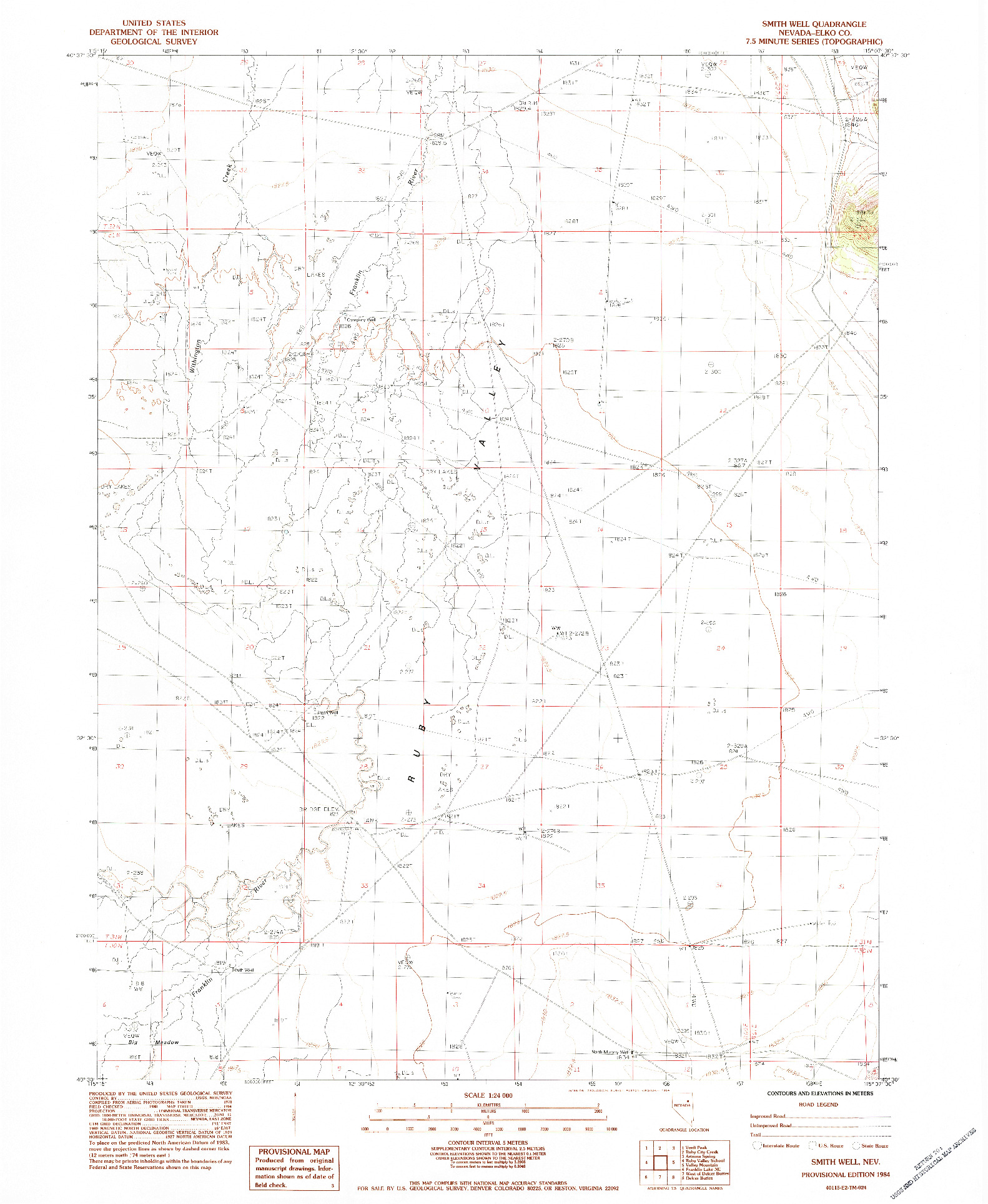 USGS 1:24000-SCALE QUADRANGLE FOR SMITH WELL, NV 1984