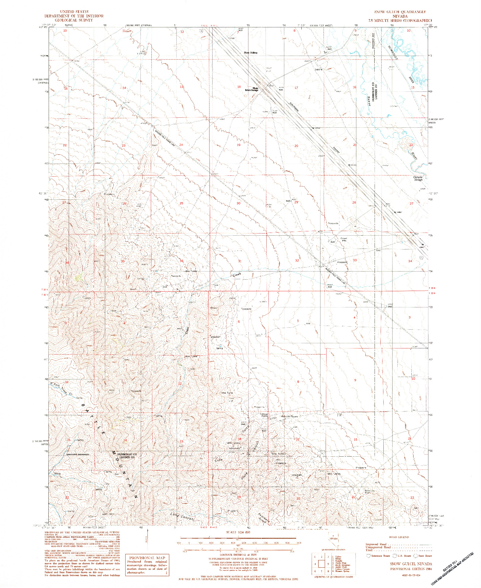 USGS 1:24000-SCALE QUADRANGLE FOR SNOW GULCH, NV 1984