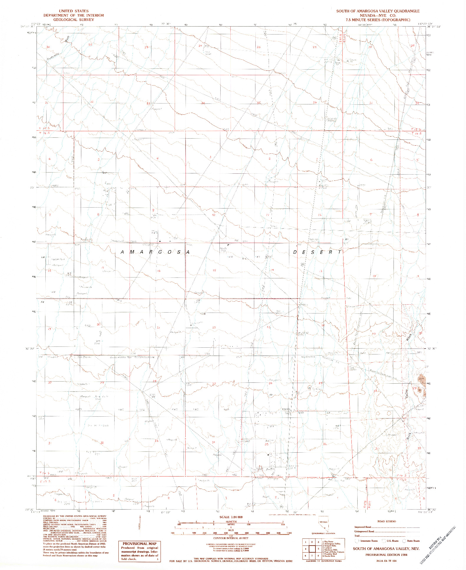 USGS 1:24000-SCALE QUADRANGLE FOR SOUTH OF AMARGOSA VALLEY, NV 1984