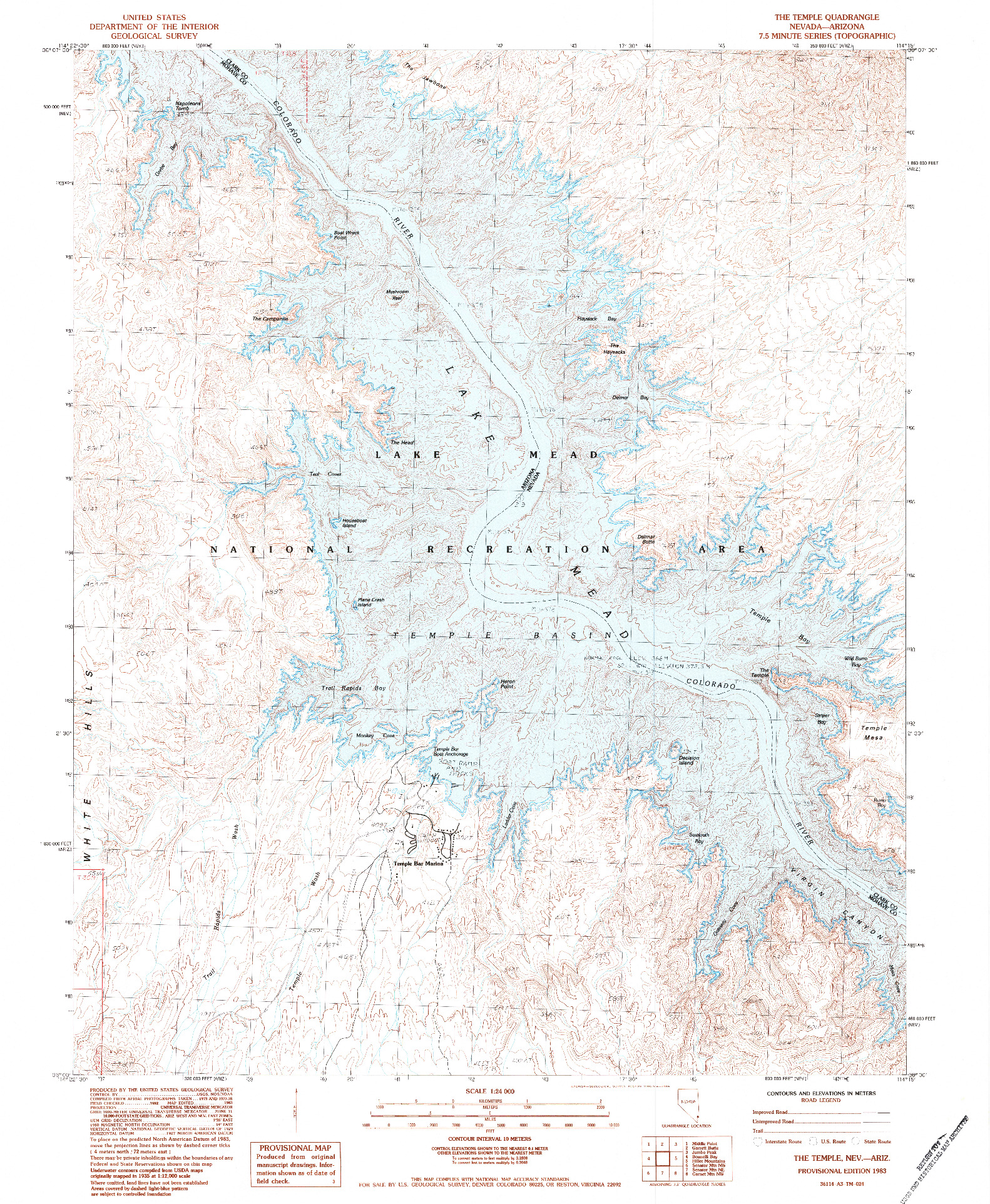 USGS 1:24000-SCALE QUADRANGLE FOR THE TEMPLE, NV 1983