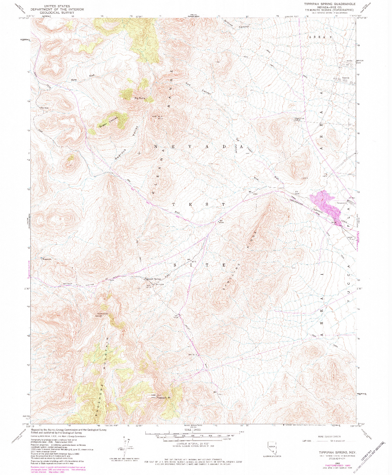 USGS 1:24000-SCALE QUADRANGLE FOR TIPPIPAH SPRING, NV 1960
