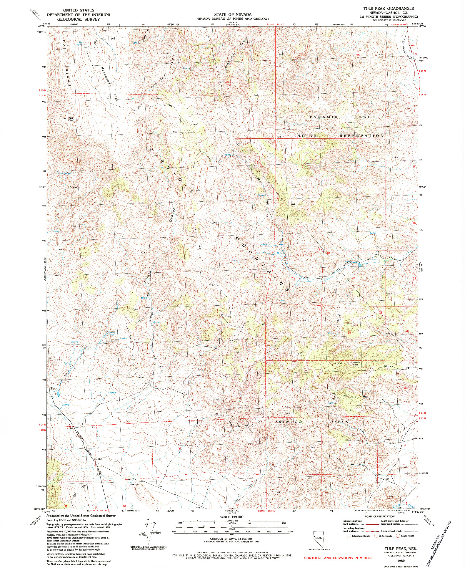 USGS 1:24000-SCALE QUADRANGLE FOR TULE PEAK, NV 1980