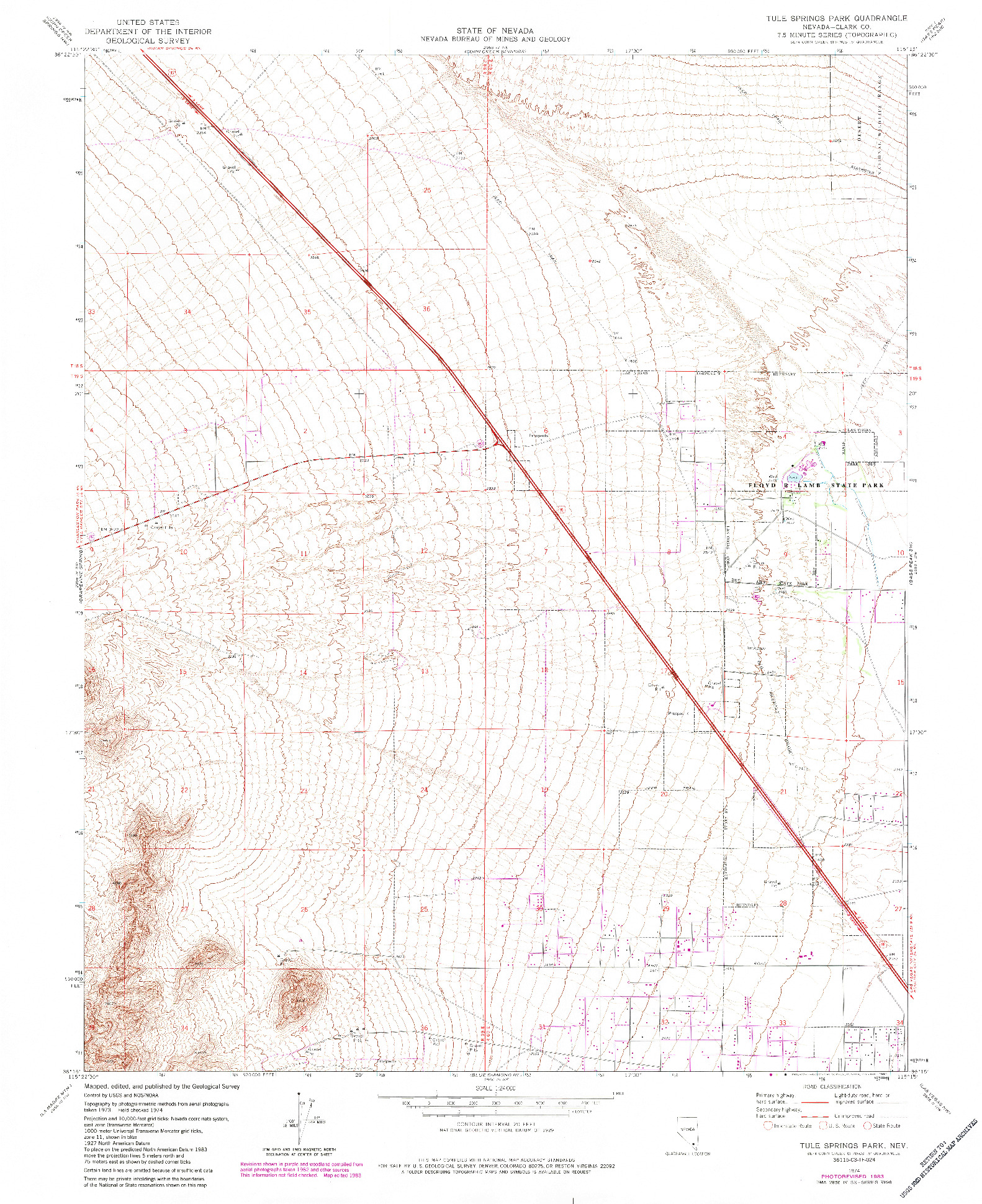 USGS 1:24000-SCALE QUADRANGLE FOR TULE SPRINGS PARK, NV 1974